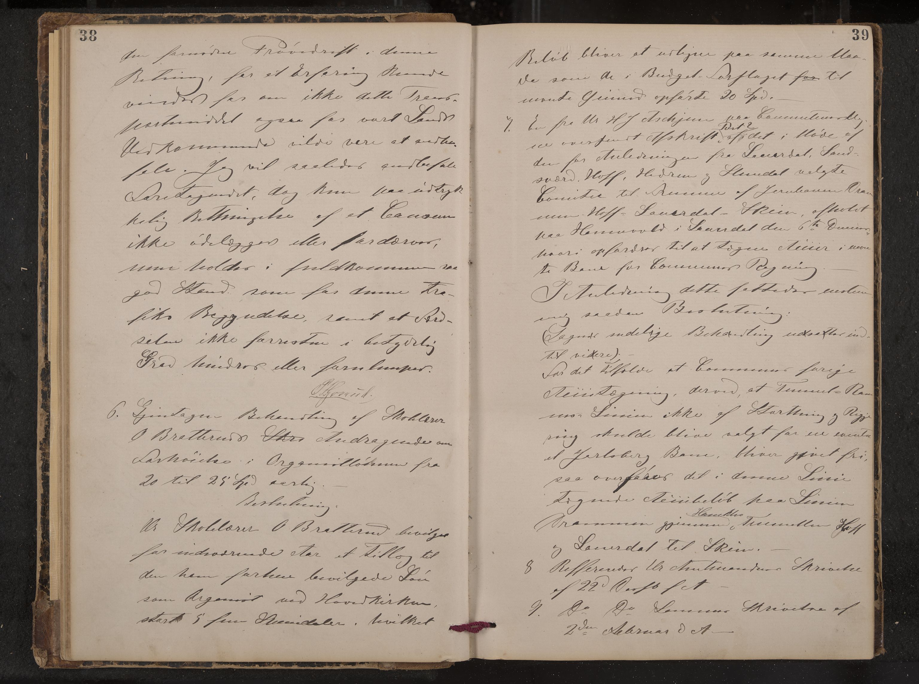 Hof formannskap og sentraladministrasjon, IKAK/0714021-1/A/Aa/L0003: Møtebok med register, 1874-1888, p. 38-39
