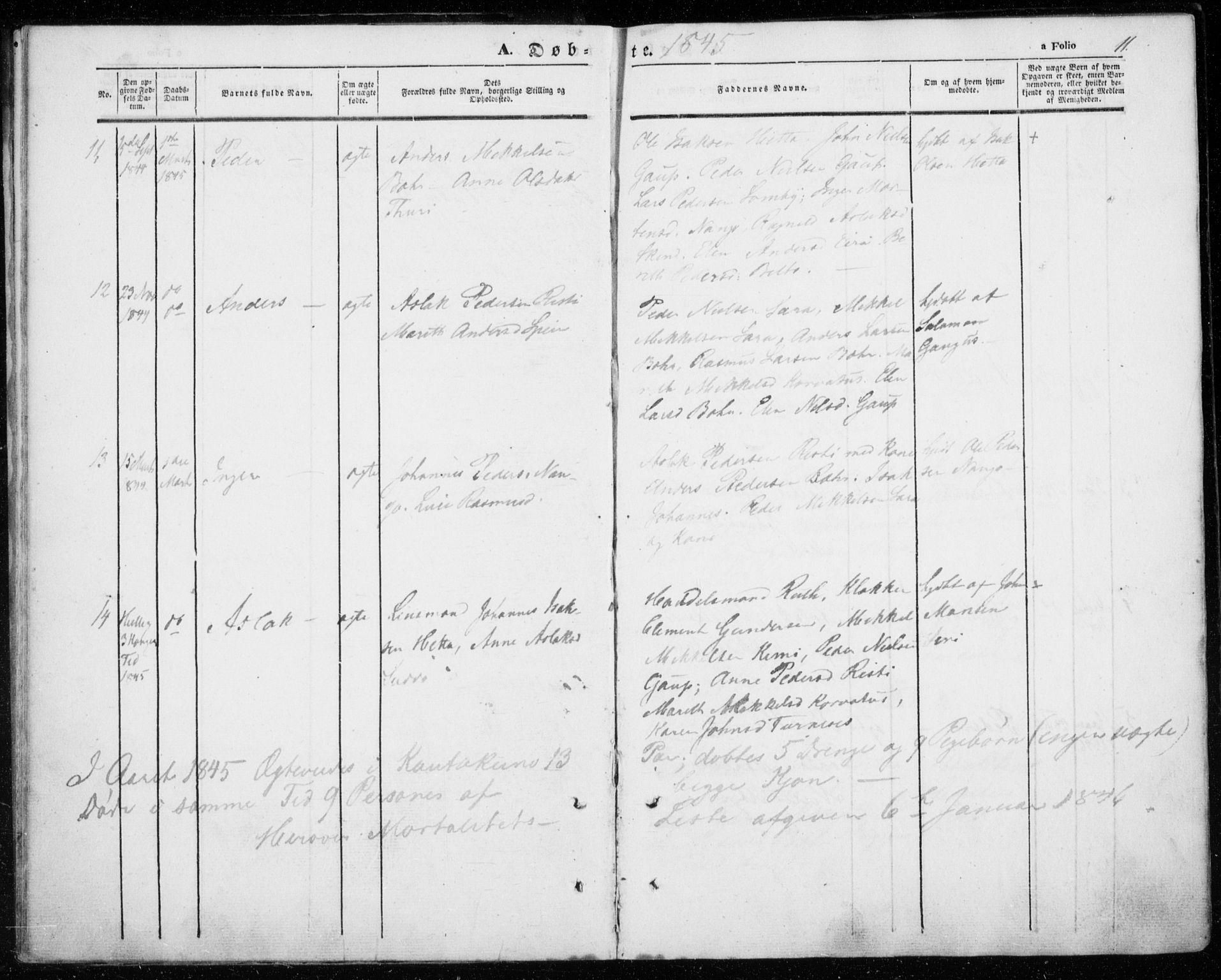 Kautokeino sokneprestembete, AV/SATØ-S-1340/H/Ha/L0002.kirke: Parish register (official) no. 2, 1843-1861, p. 11