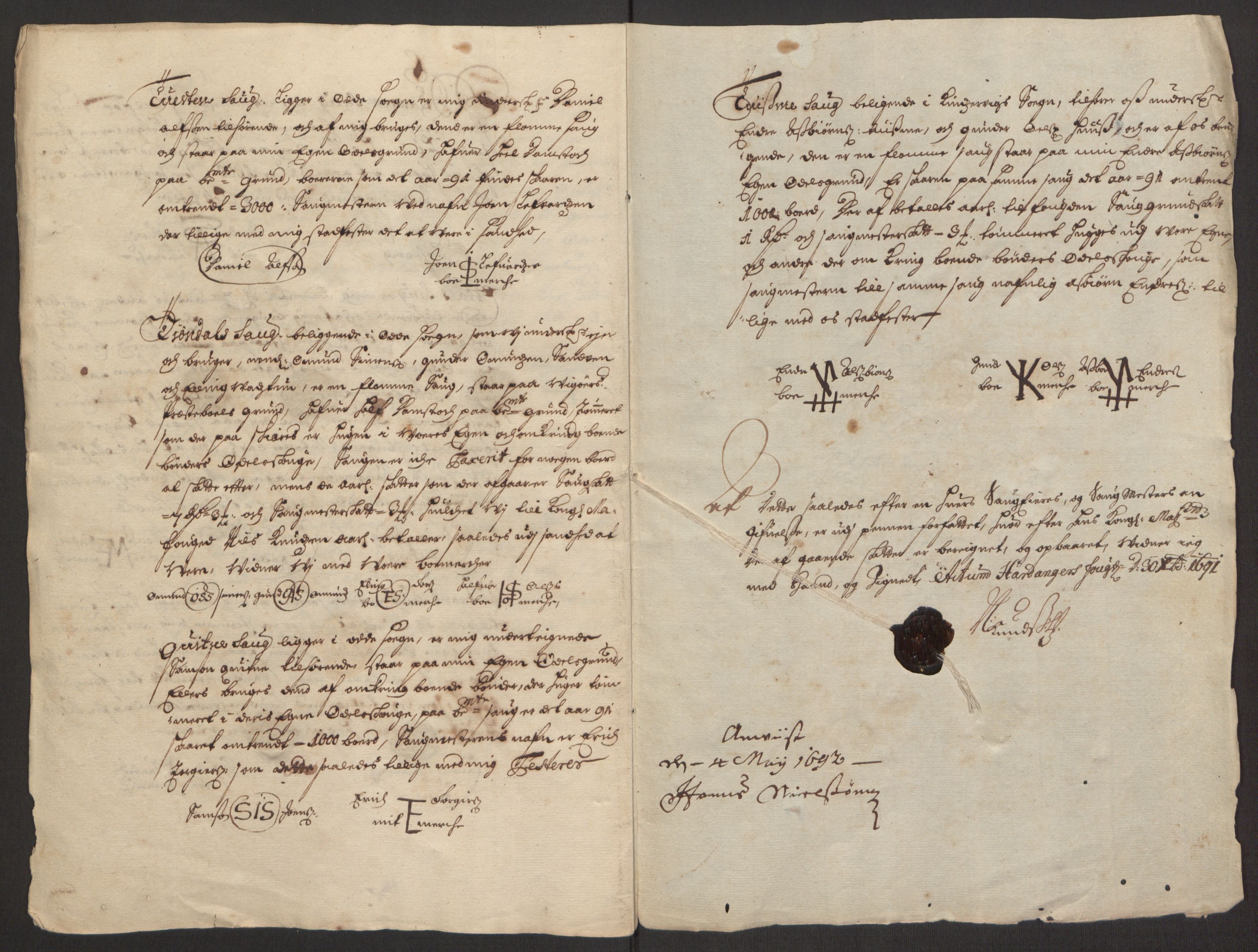 Rentekammeret inntil 1814, Reviderte regnskaper, Fogderegnskap, RA/EA-4092/R48/L2973: Fogderegnskap Sunnhordland og Hardanger, 1691-1692, p. 319