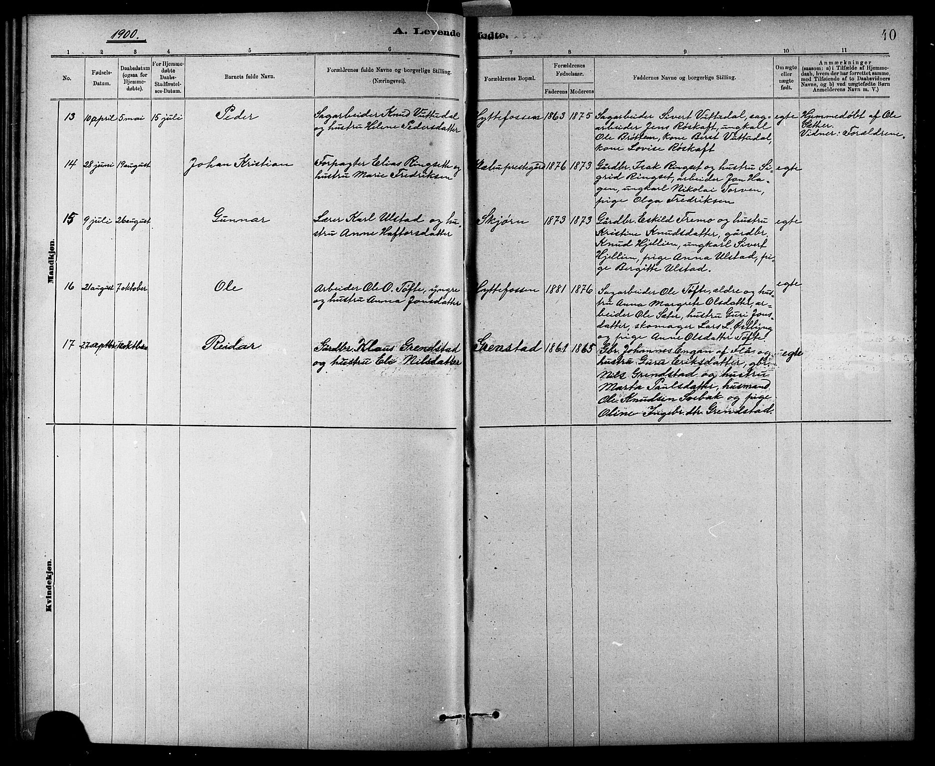 Ministerialprotokoller, klokkerbøker og fødselsregistre - Sør-Trøndelag, AV/SAT-A-1456/618/L0452: Parish register (copy) no. 618C03, 1884-1906, p. 40