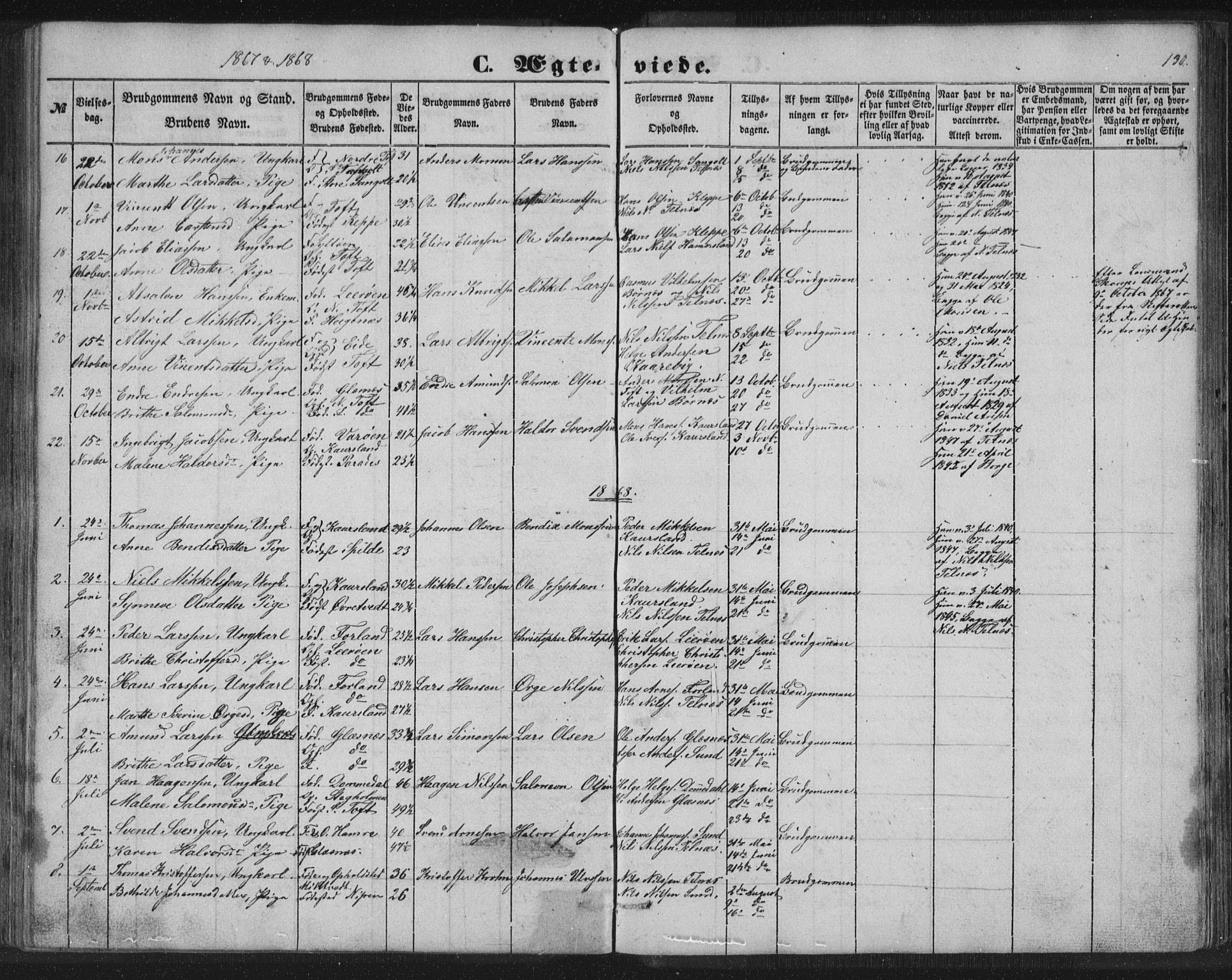 Sund sokneprestembete, SAB/A-99930: Parish register (copy) no. B 1, 1852-1873, p. 130
