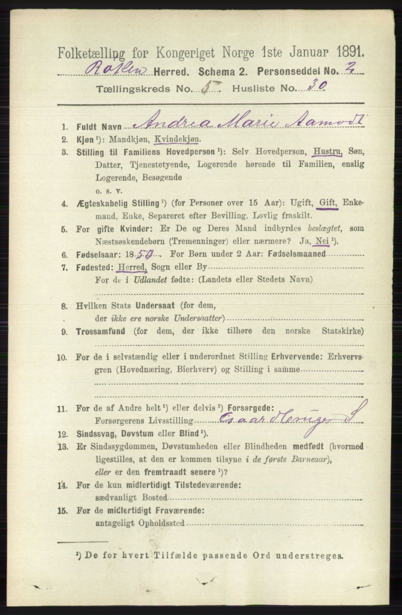 RA, 1891 census for 0627 Røyken, 1891, p. 3046