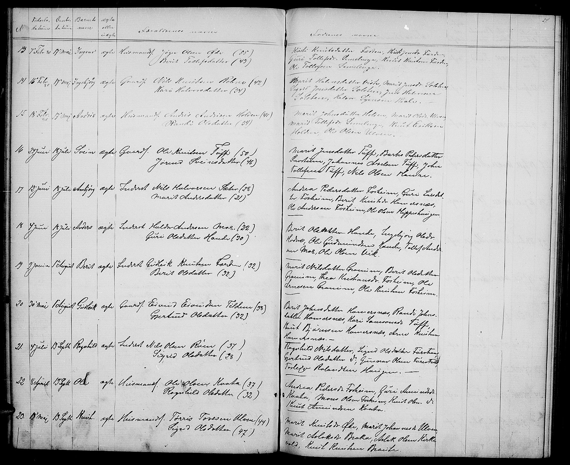 Vestre Slidre prestekontor, SAH/PREST-136/H/Ha/Hab/L0003: Parish register (copy) no. 3, 1869-1882, p. 27