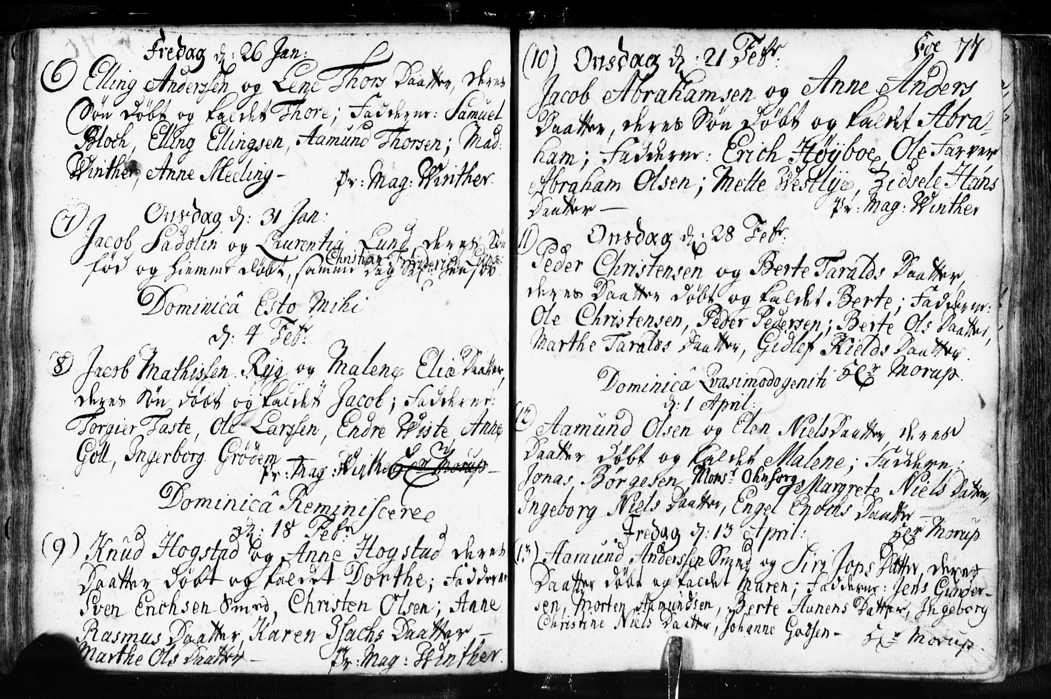 Domkirken sokneprestkontor, AV/SAST-A-101812/001/30/30BB/L0003: Parish register (copy) no. B 3, 1733-1751, p. 77