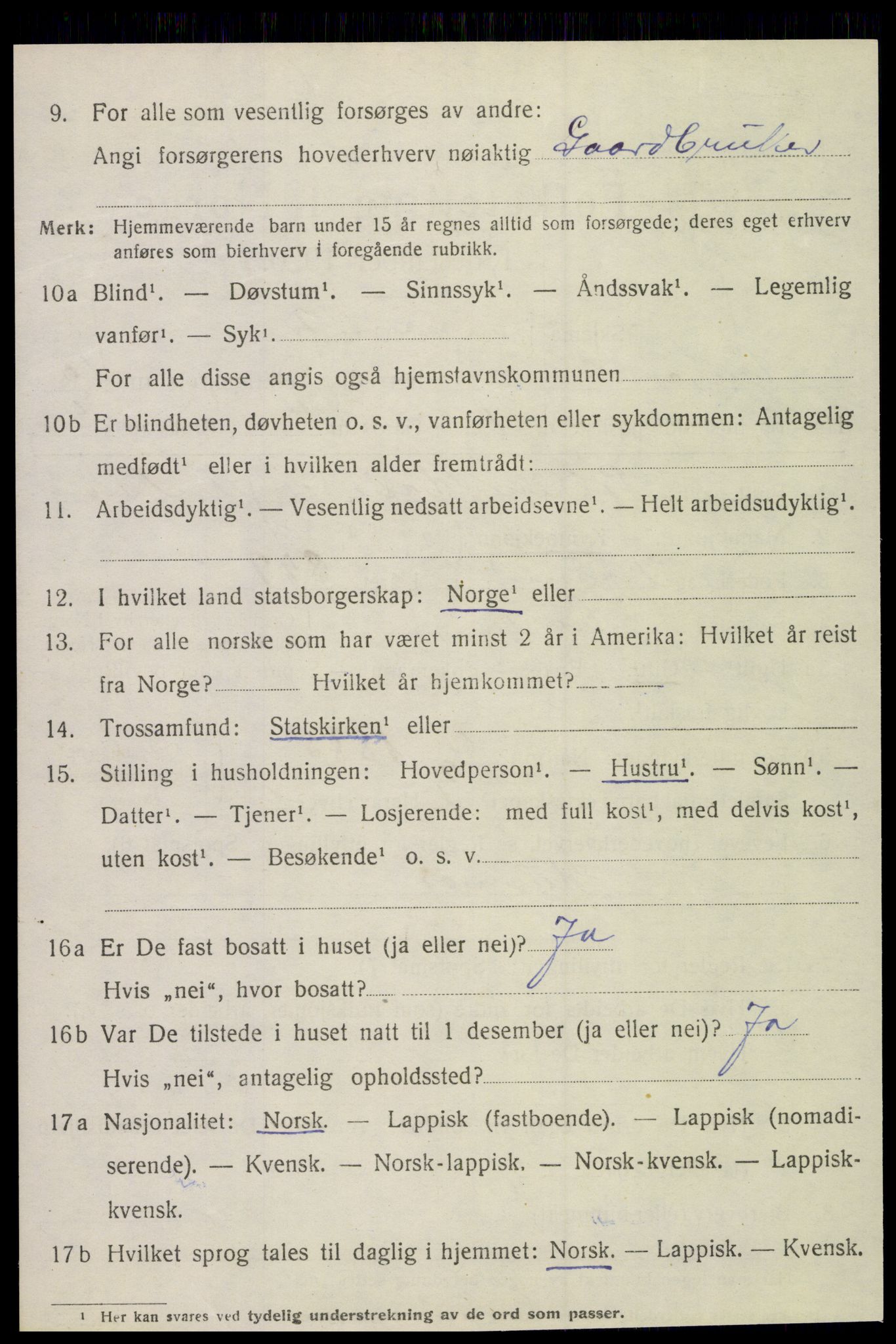 SAT, 1920 census for Lurøy, 1920, p. 4426