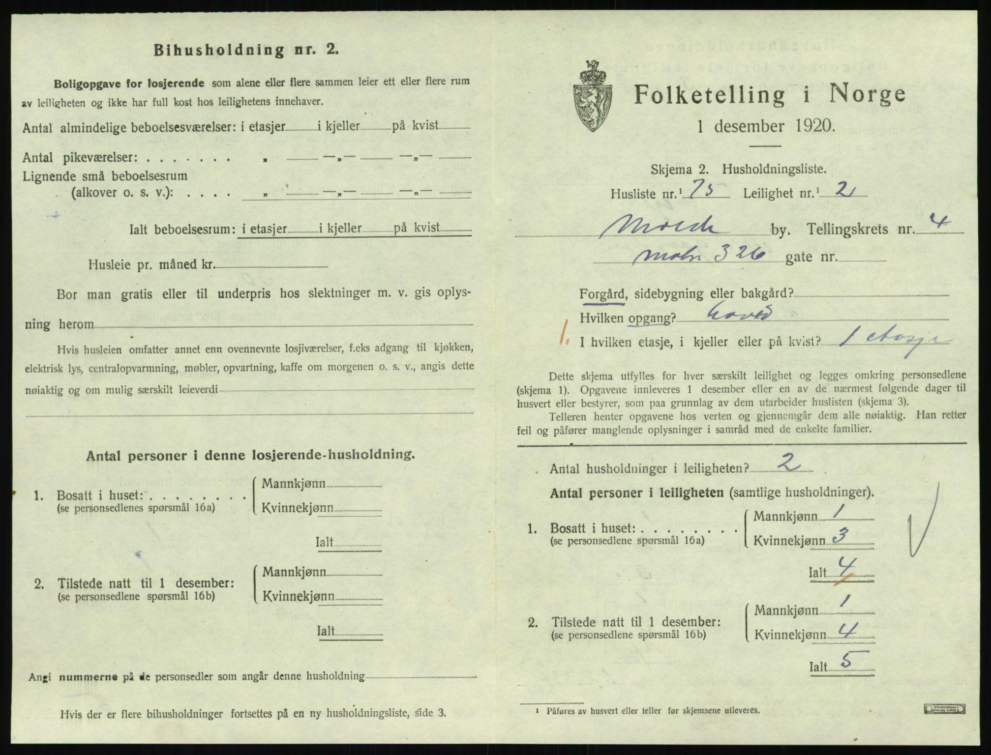 SAT, 1920 census for Molde, 1920, p. 1729