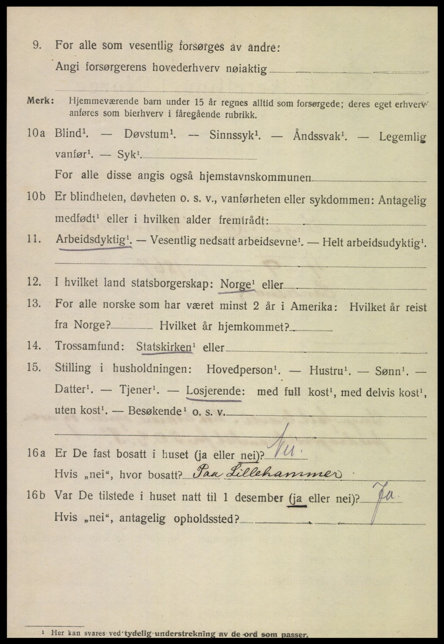 SAT, 1920 census for Levanger town, 1920, p. 4181