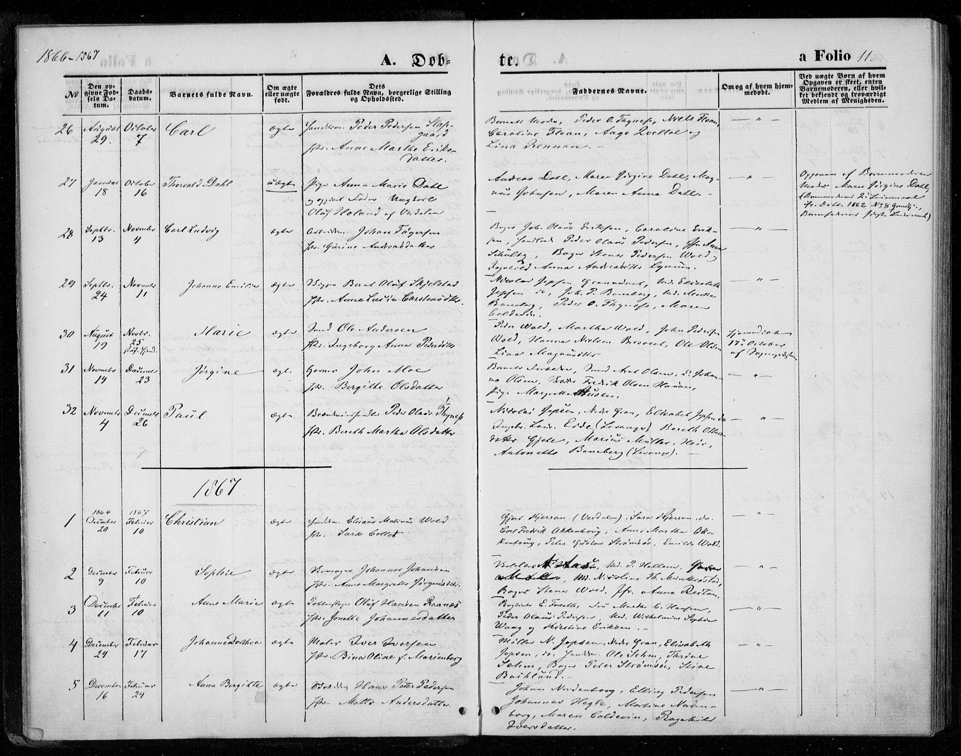 Ministerialprotokoller, klokkerbøker og fødselsregistre - Nord-Trøndelag, SAT/A-1458/720/L0186: Parish register (official) no. 720A03, 1864-1874, p. 11