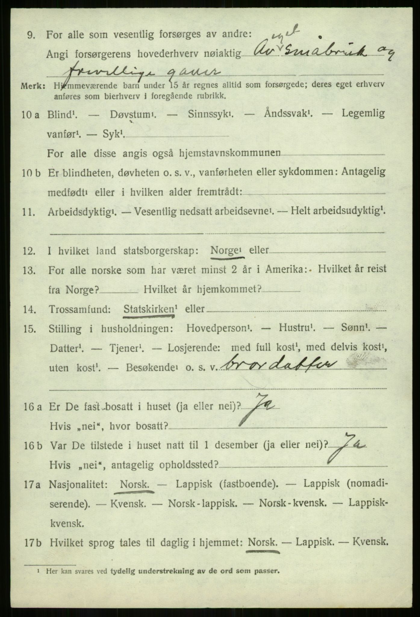 SATØ, 1920 census for Dyrøy, 1920, p. 3116