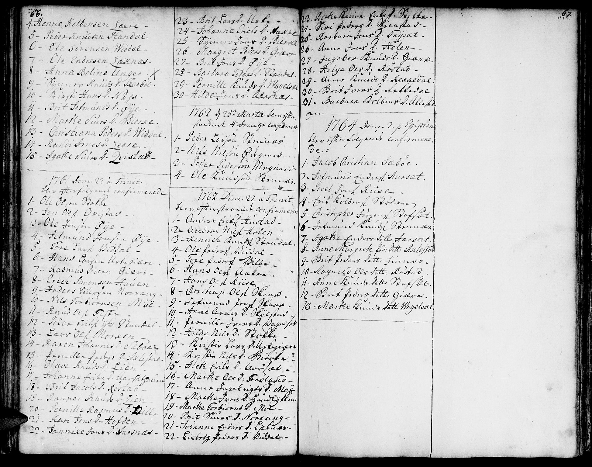 Ministerialprotokoller, klokkerbøker og fødselsregistre - Møre og Romsdal, AV/SAT-A-1454/515/L0205: Parish register (official) no. 515A01, 1733-1764, p. 66-67