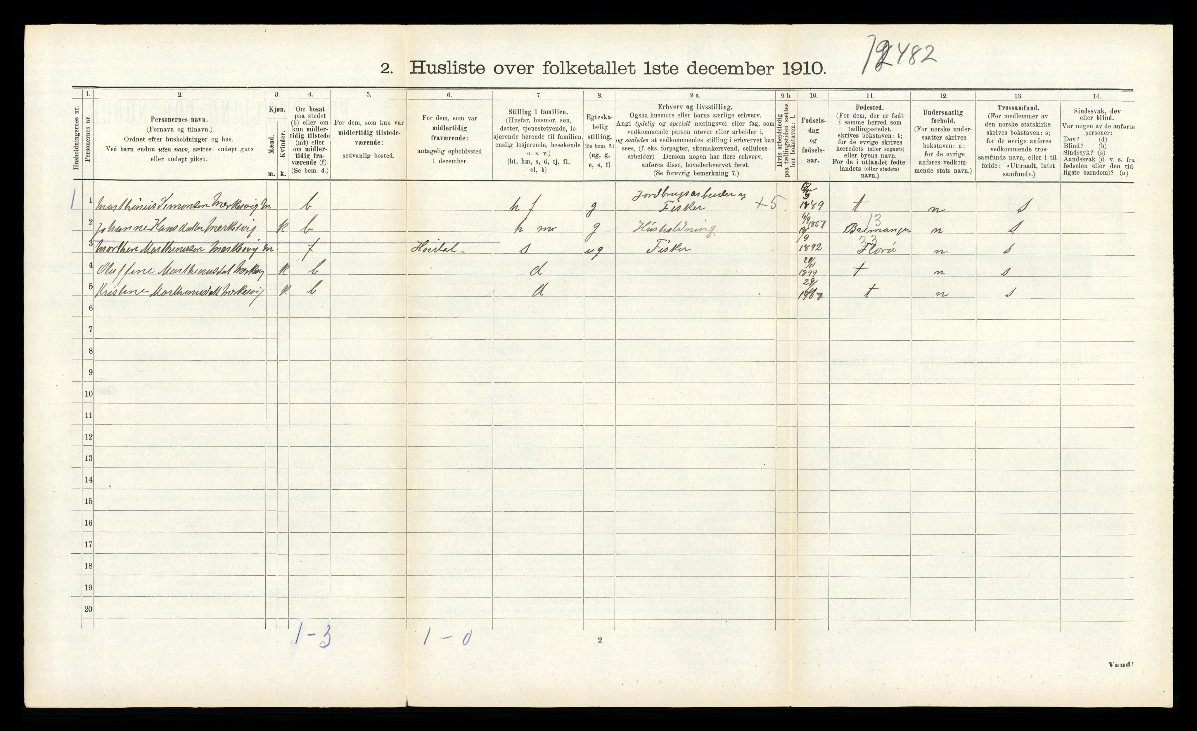 RA, 1910 census for Kinn, 1910, p. 1407