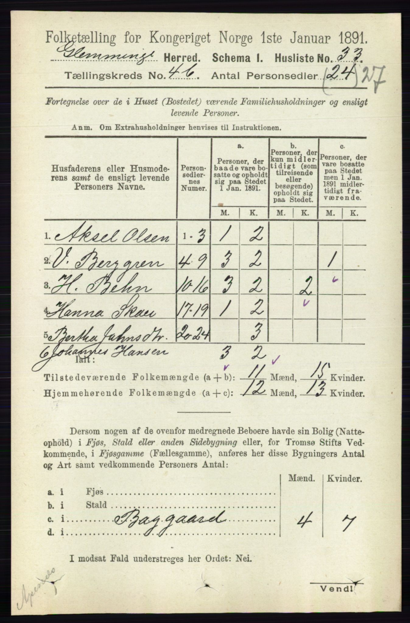 RA, 1891 census for 0132 Glemmen, 1891, p. 4767