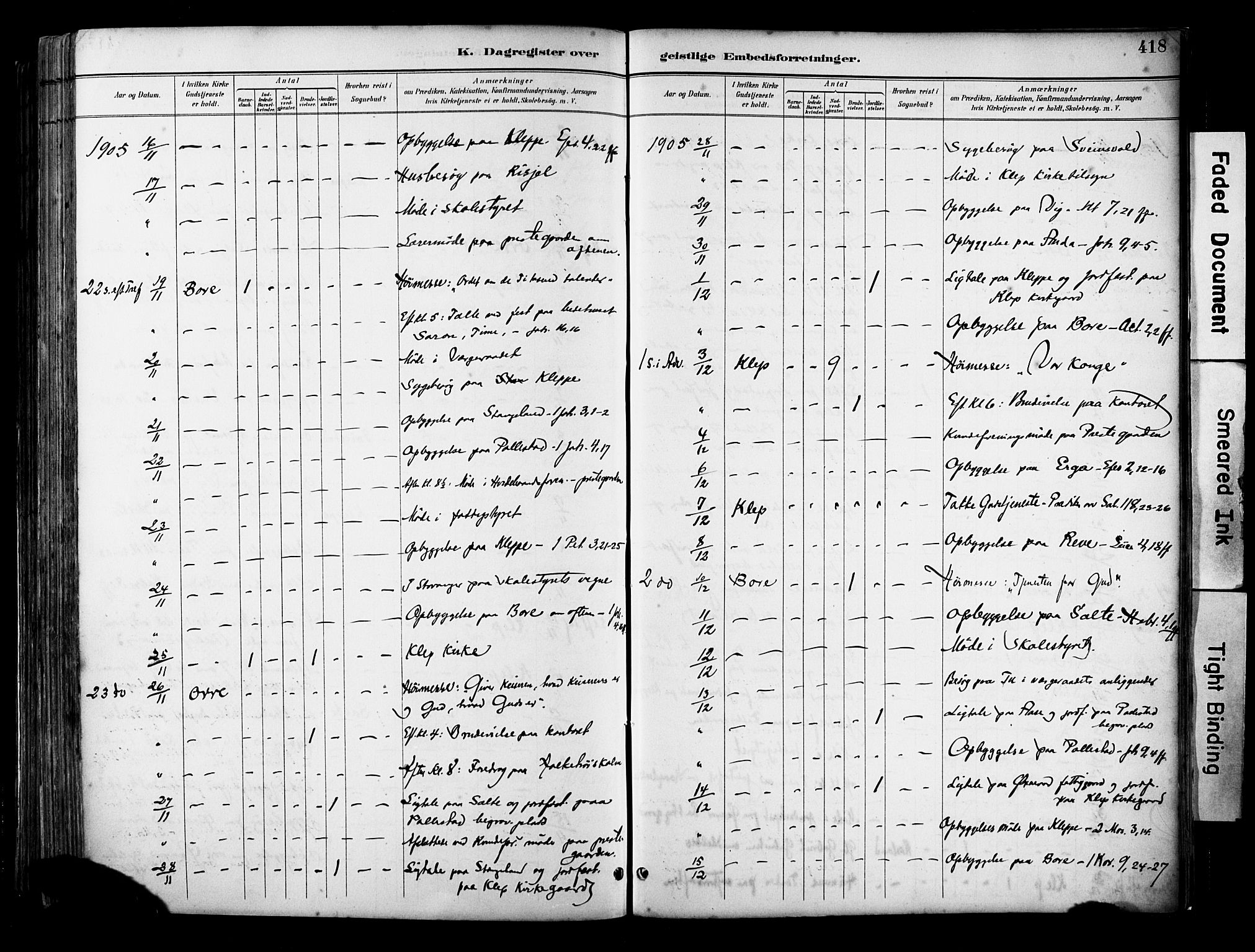 Klepp sokneprestkontor, AV/SAST-A-101803/001/3/30BA/L0009: Parish register (official) no. A 7, 1886-1915, p. 418