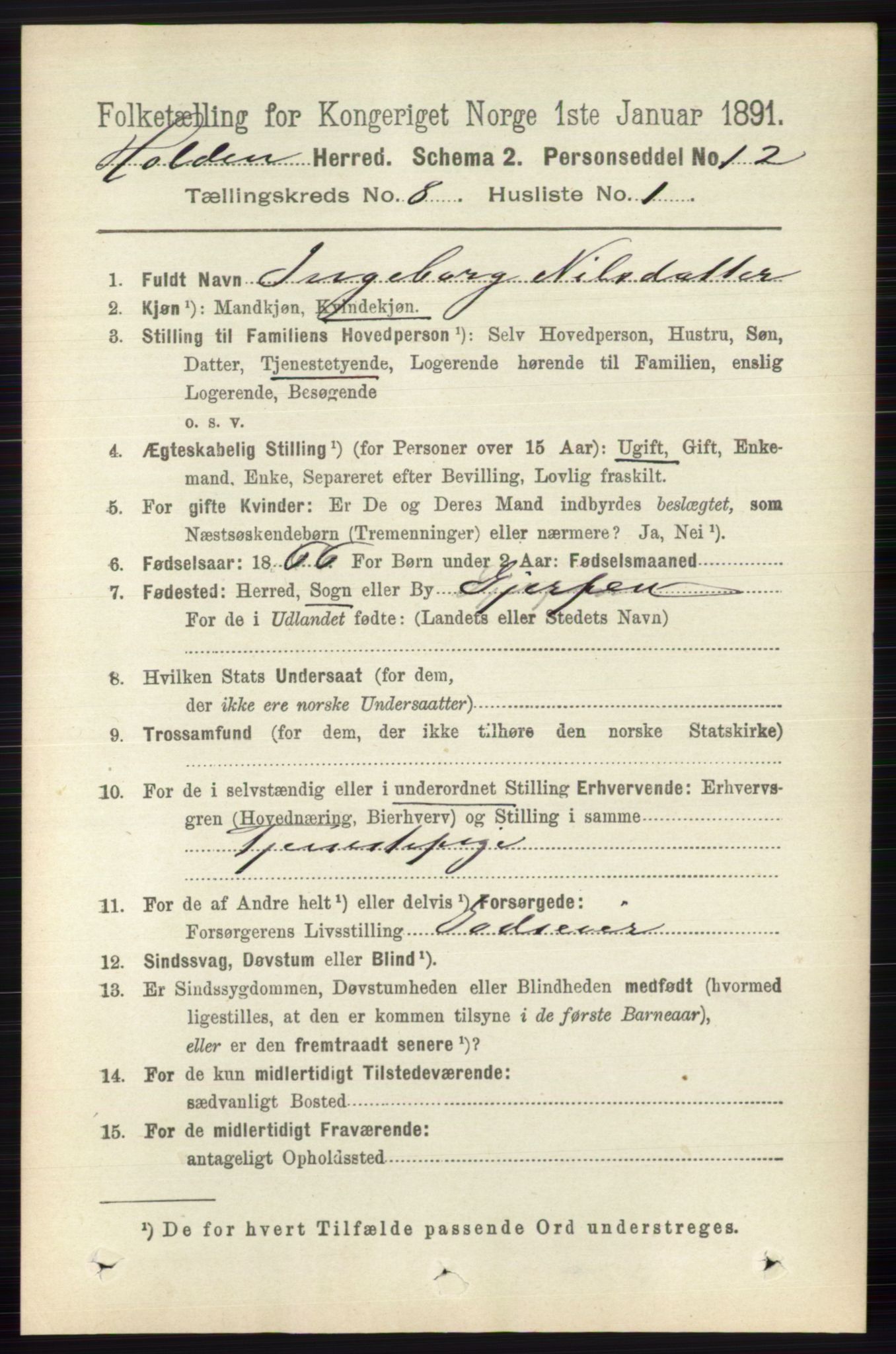 RA, 1891 census for 0819 Holla, 1891, p. 3661