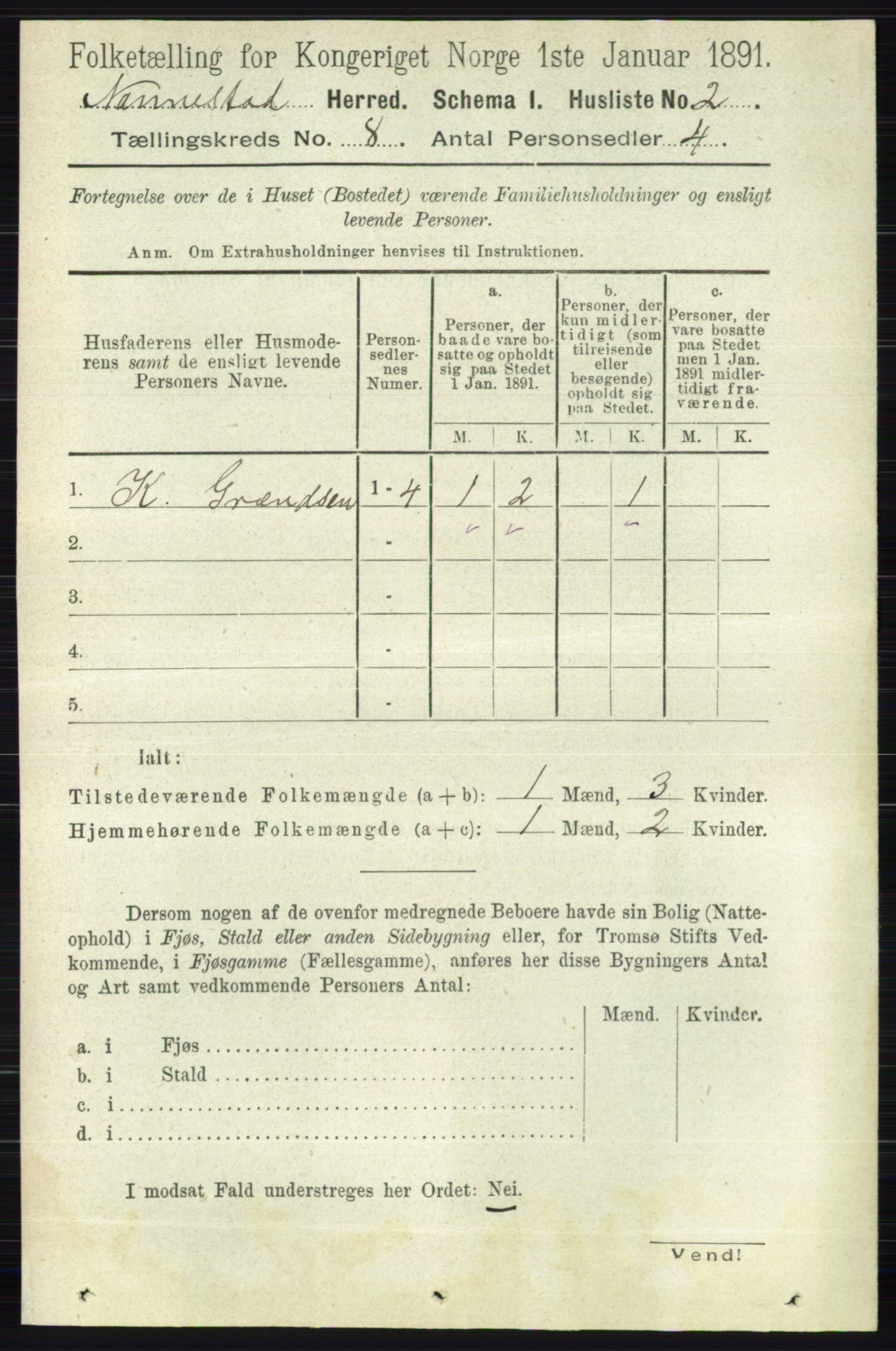 RA, 1891 census for 0238 Nannestad, 1891, p. 4333