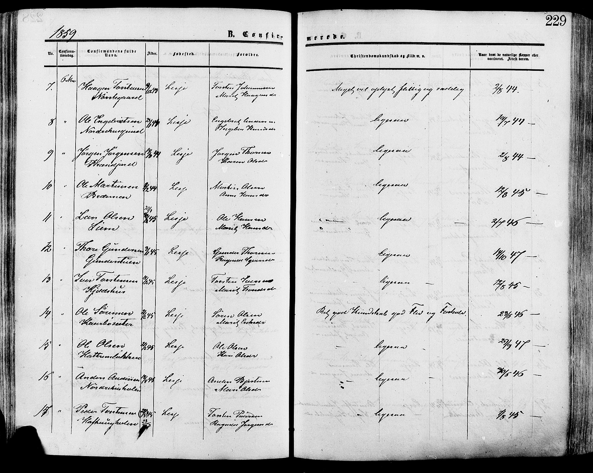 Lesja prestekontor, AV/SAH-PREST-068/H/Ha/Haa/L0008: Parish register (official) no. 8, 1854-1880, p. 229