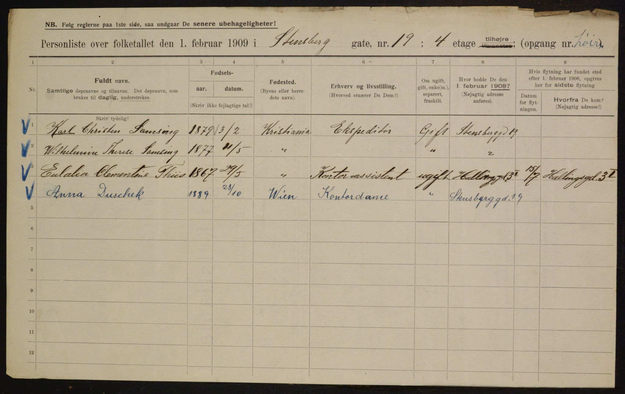 OBA, Municipal Census 1909 for Kristiania, 1909, p. 91930