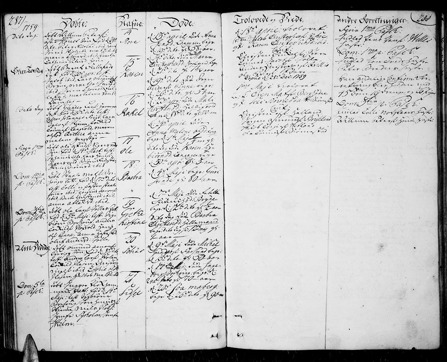 Lista sokneprestkontor, AV/SAK-1111-0027/F/Fa/L0003: Parish register (official) no. A 3 /1, 1743-1767, p. 287-288