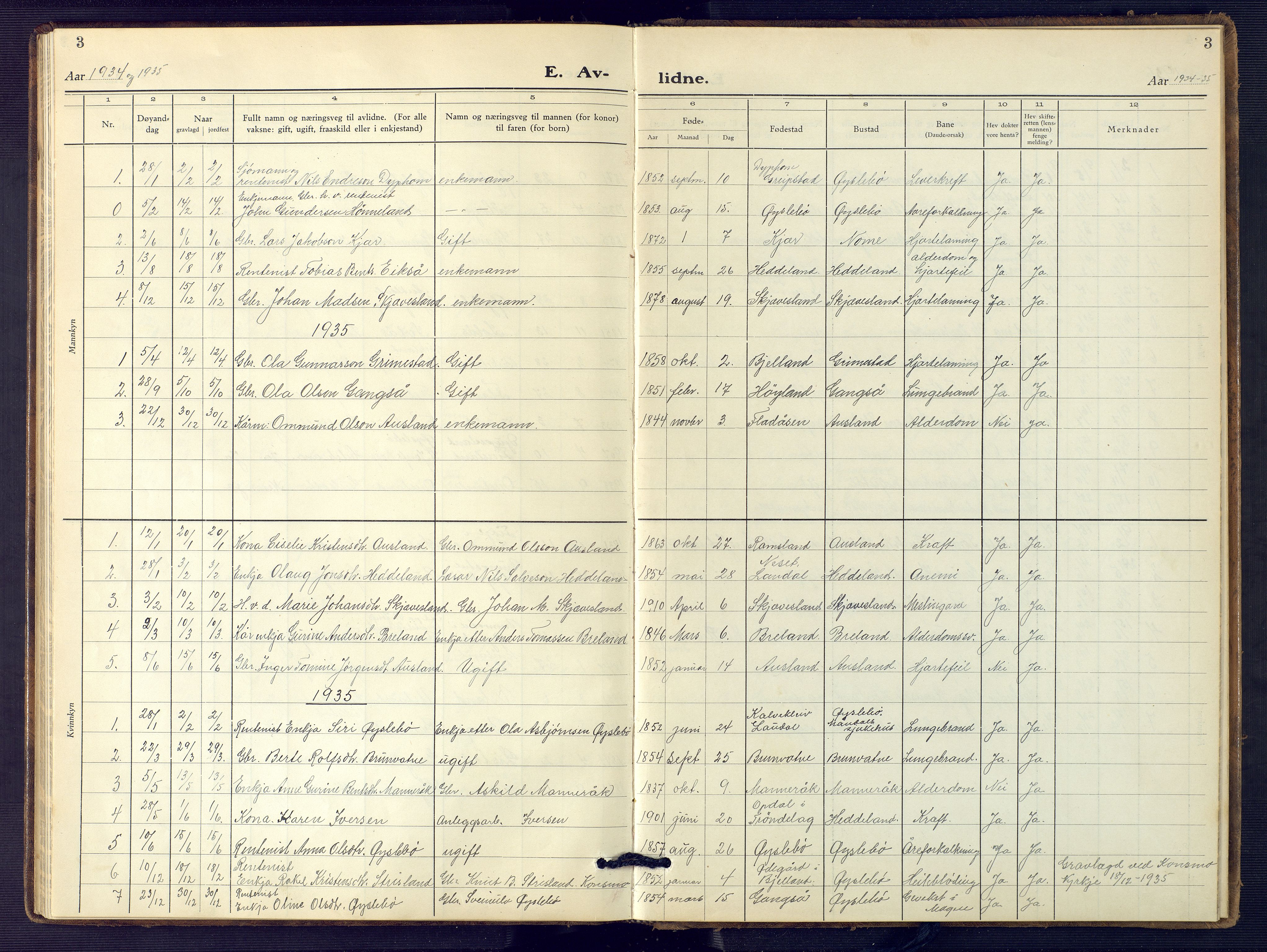 Holum sokneprestkontor, SAK/1111-0022/F/Fb/Fbc/L0005: Parish register (copy) no. B 5, 1931-1945, p. 3