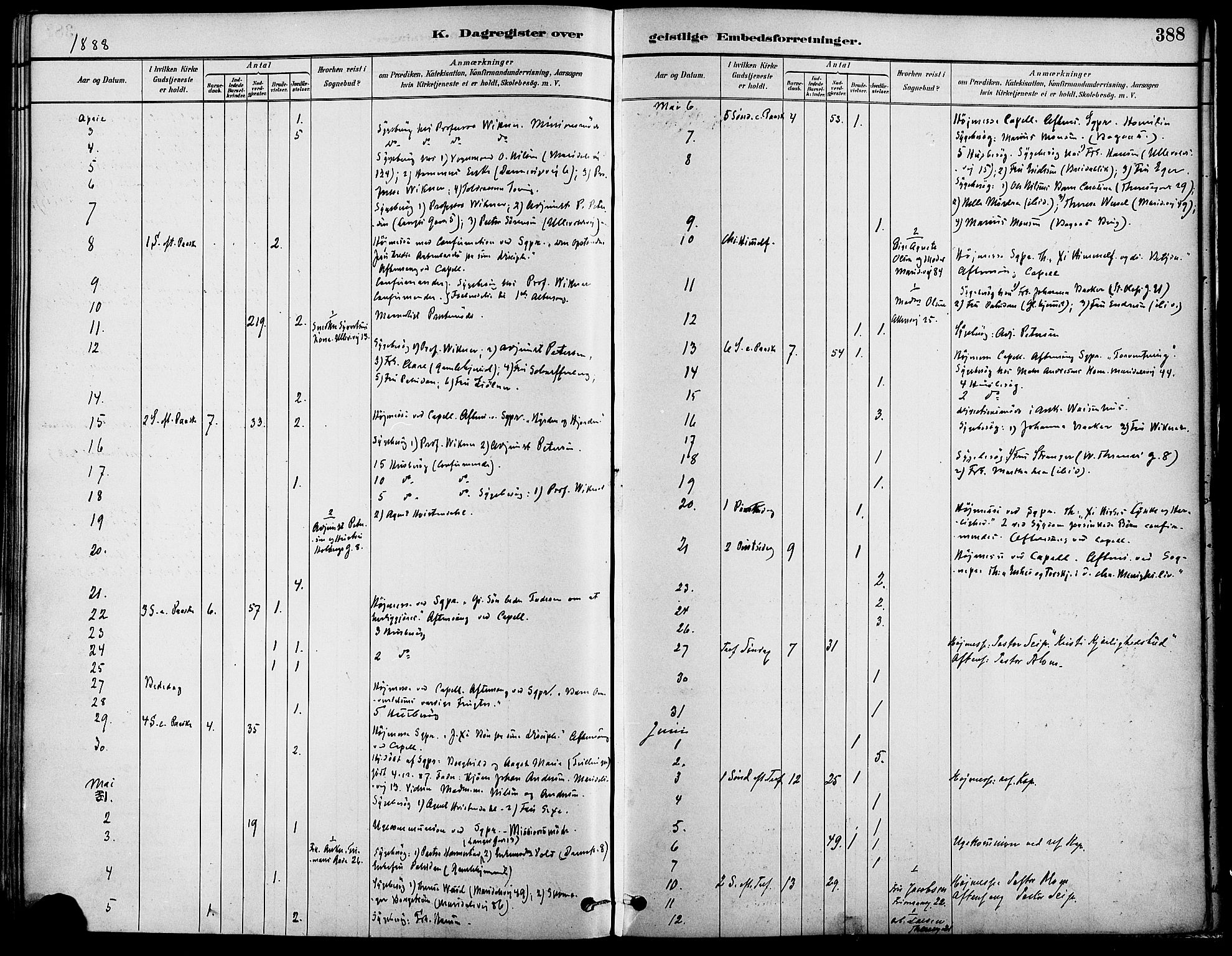 Gamle Aker prestekontor Kirkebøker, SAO/A-10617a/F/L0007: Parish register (official) no. 7, 1882-1890, p. 388