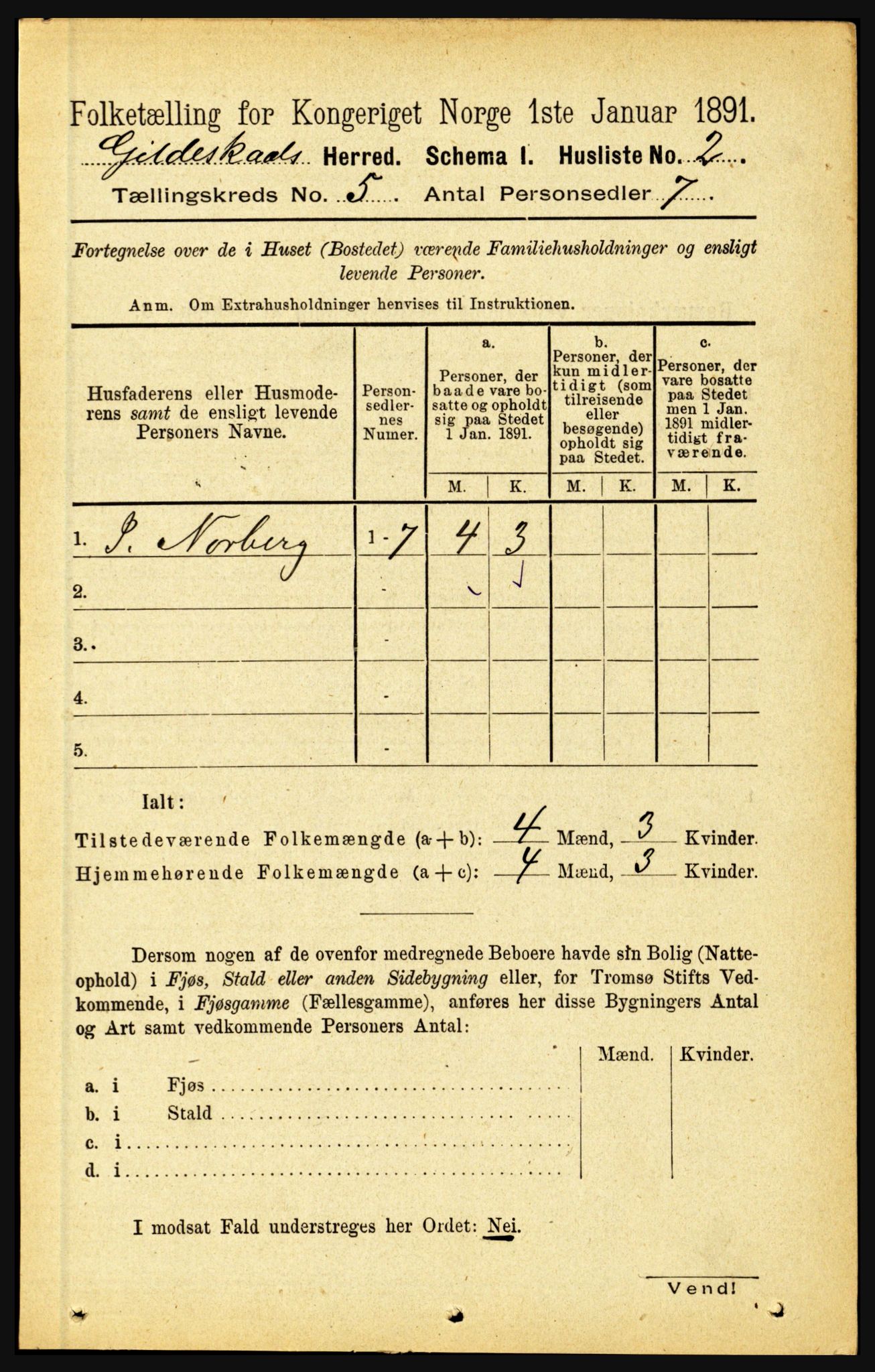 RA, 1891 census for 1838 Gildeskål, 1891, p. 1513