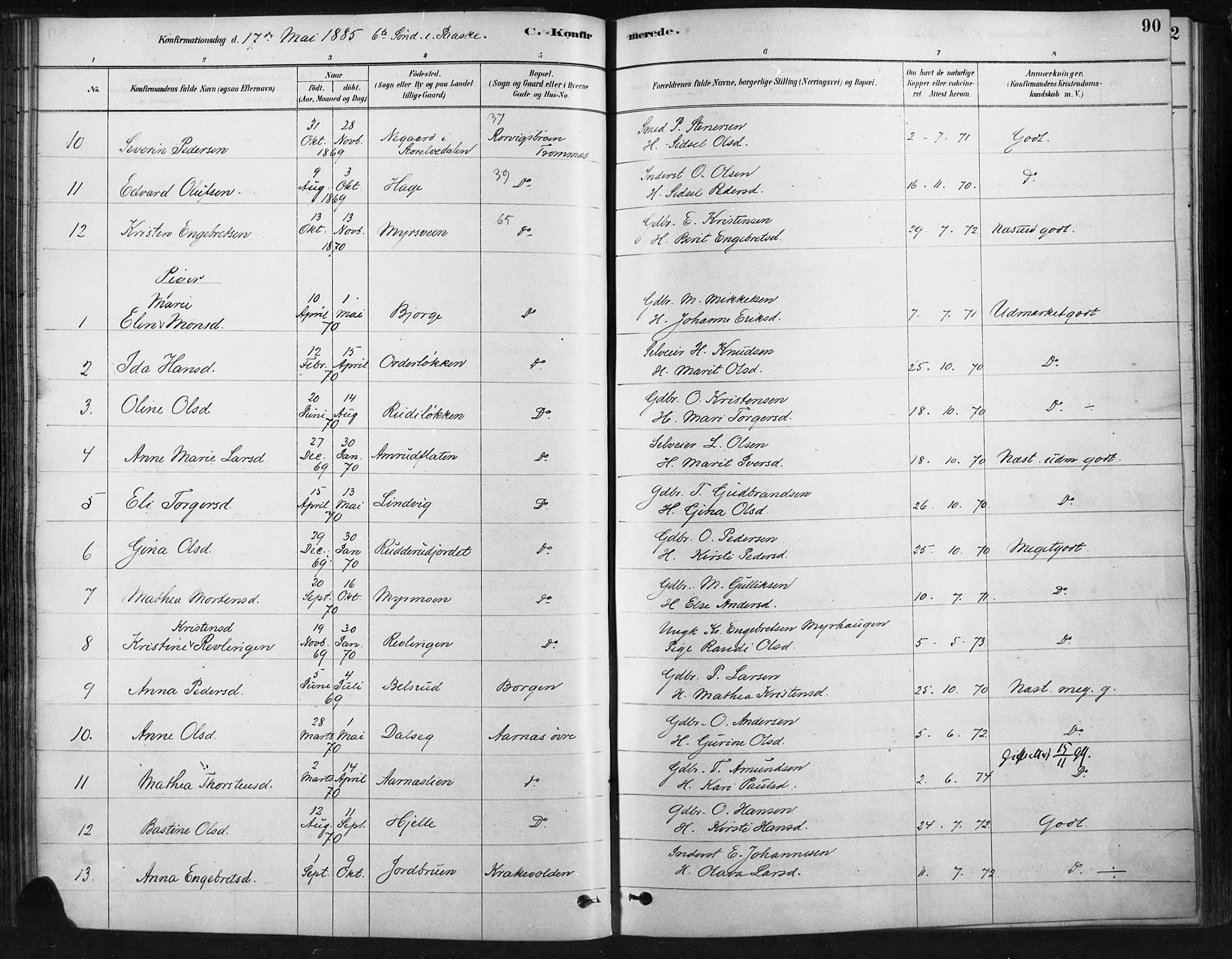 Ringebu prestekontor, SAH/PREST-082/H/Ha/Haa/L0009: Parish register (official) no. 9, 1878-1898, p. 90