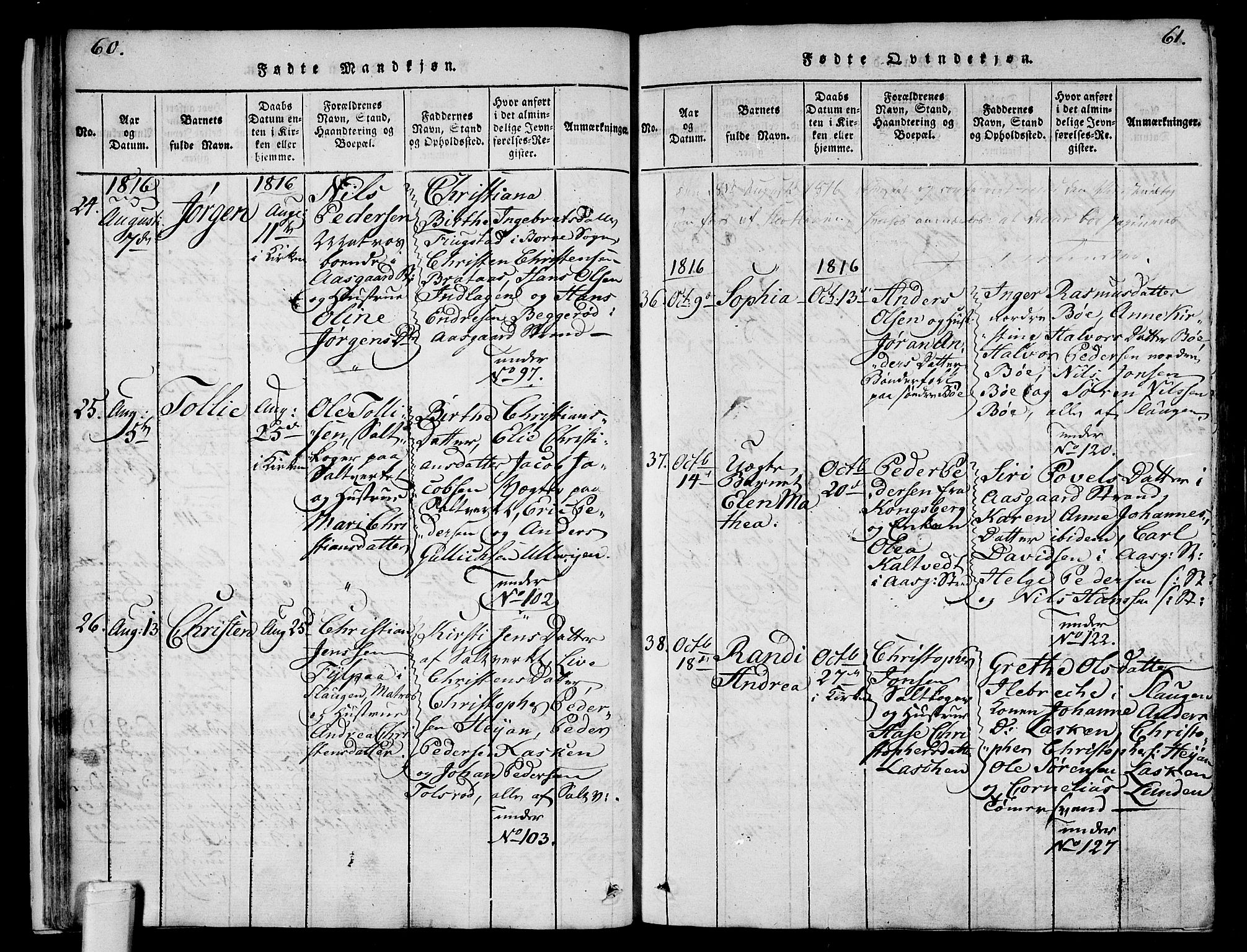 Sem kirkebøker, AV/SAKO-A-5/F/Fa/L0004: Parish register (official) no. I 4, 1814-1825, p. 60-61