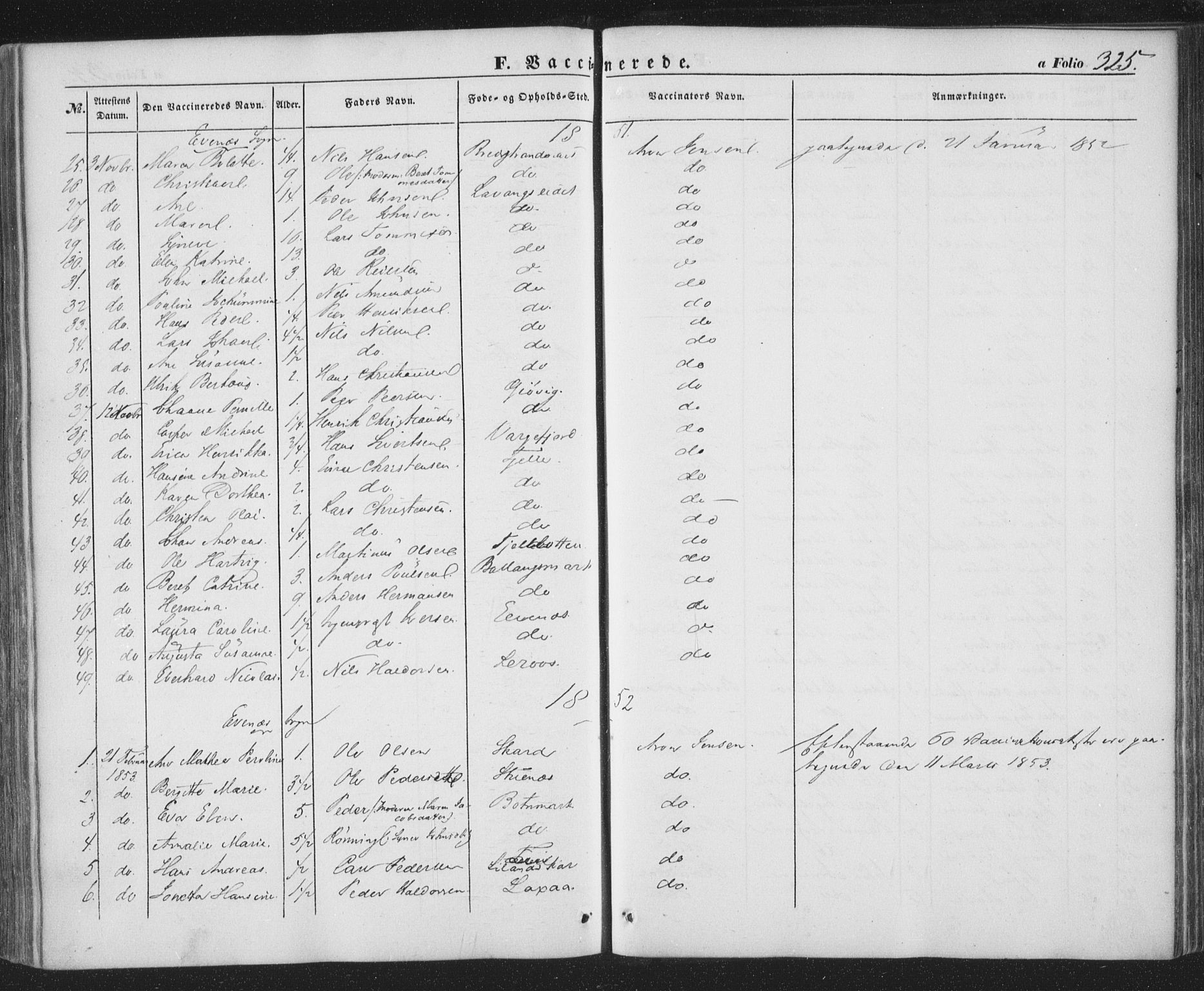 Ministerialprotokoller, klokkerbøker og fødselsregistre - Nordland, SAT/A-1459/863/L0895: Parish register (official) no. 863A07, 1851-1860, p. 325