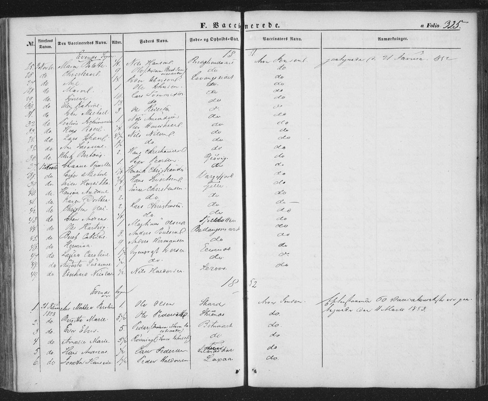 Ministerialprotokoller, klokkerbøker og fødselsregistre - Nordland, AV/SAT-A-1459/863/L0895: Parish register (official) no. 863A07, 1851-1860, p. 325