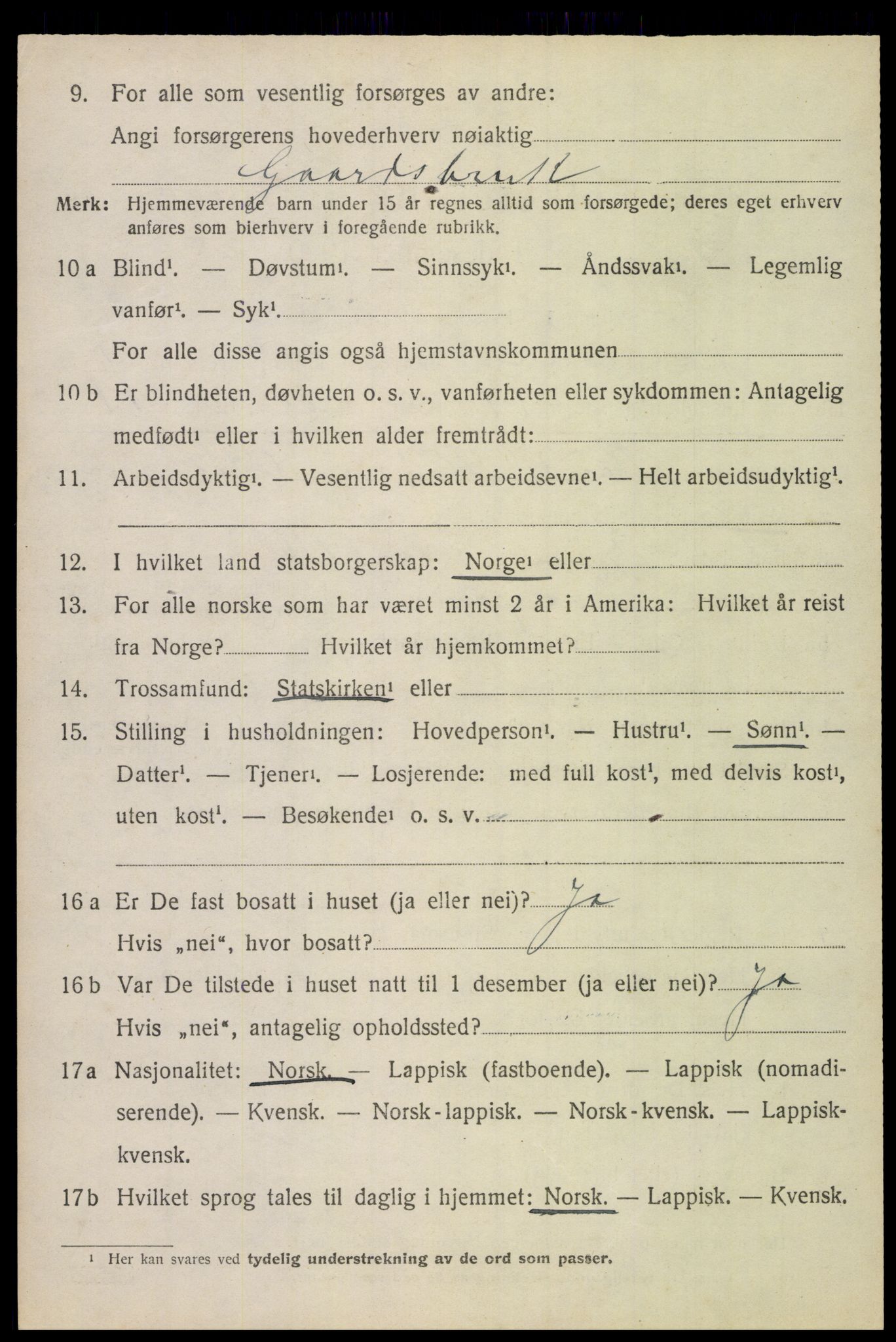 SAT, 1920 census for Vågan, 1920, p. 7296