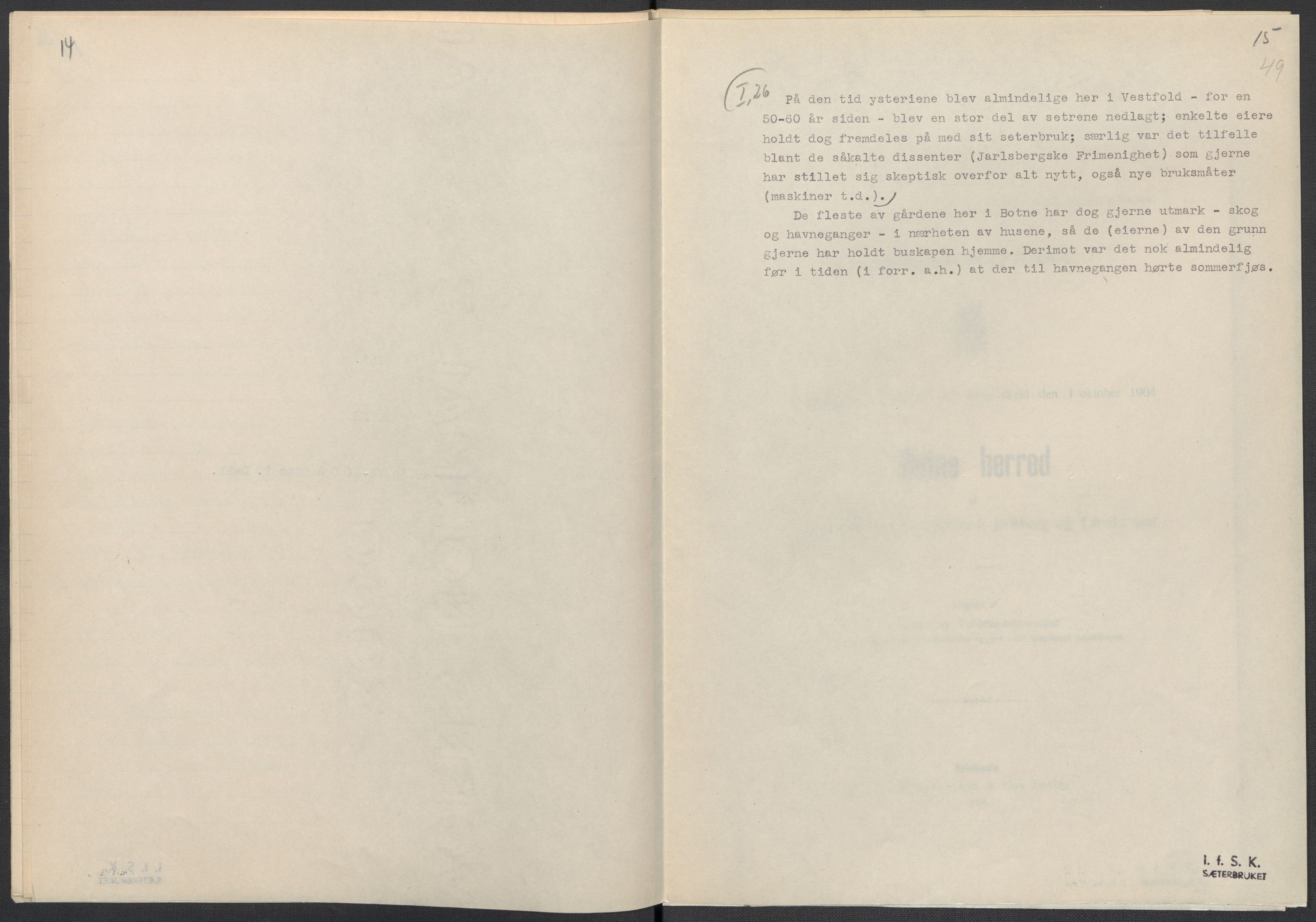 Instituttet for sammenlignende kulturforskning, AV/RA-PA-0424/F/Fc/L0006/0003: Eske B6: / Vestfold (perm XV), 1932-1935, p. 49