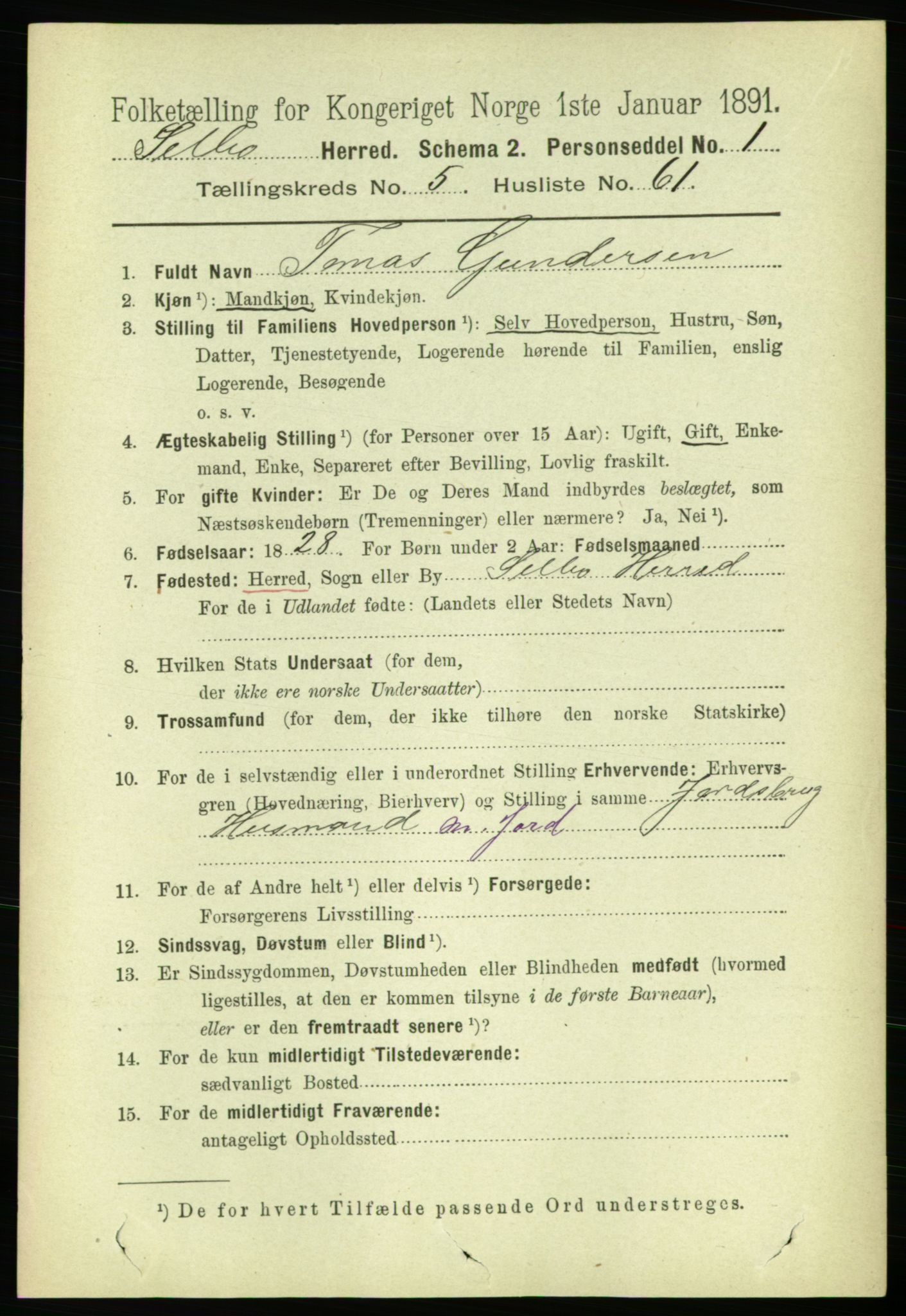 RA, 1891 census for 1664 Selbu, 1891, p. 2050