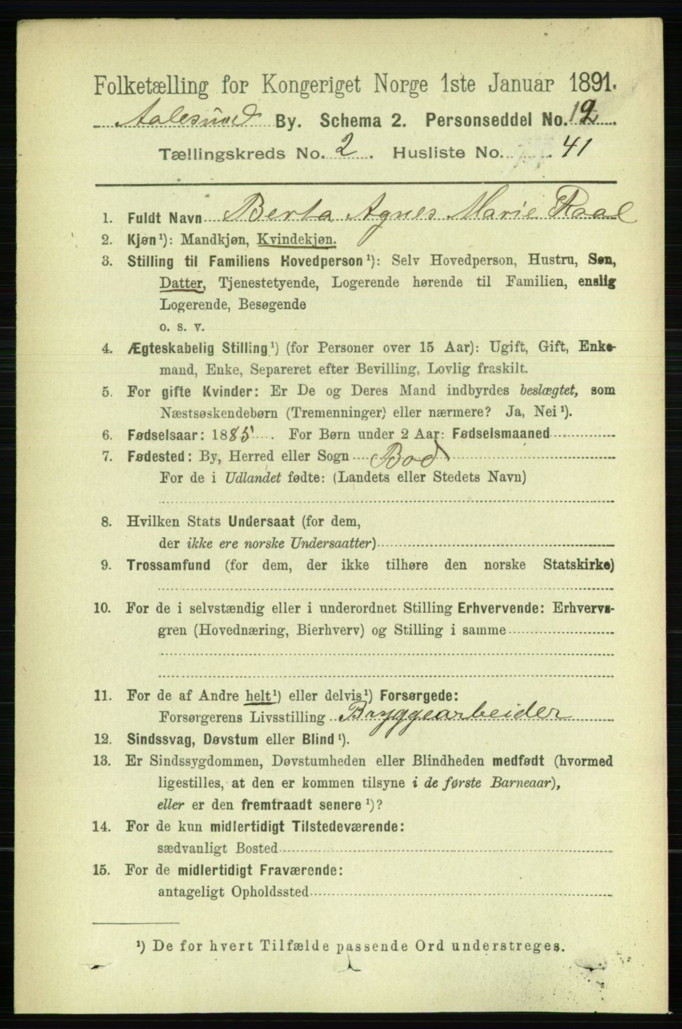 RA, 1891 census for 1501 Ålesund, 1891, p. 2260