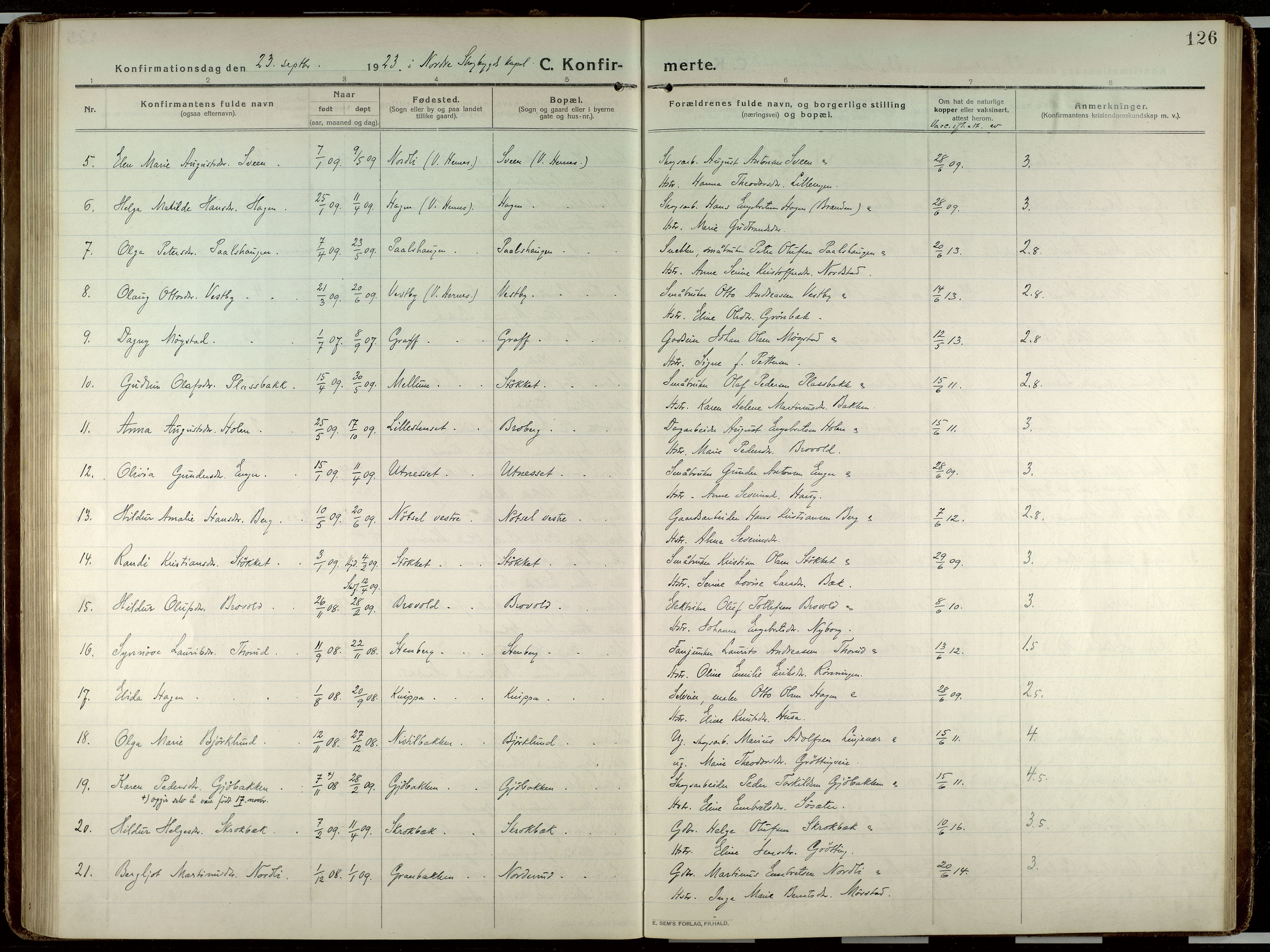 Elverum prestekontor, AV/SAH-PREST-044/H/Ha/Haa/L0023: Parish register (official) no. 23, 1914-1929, p. 126