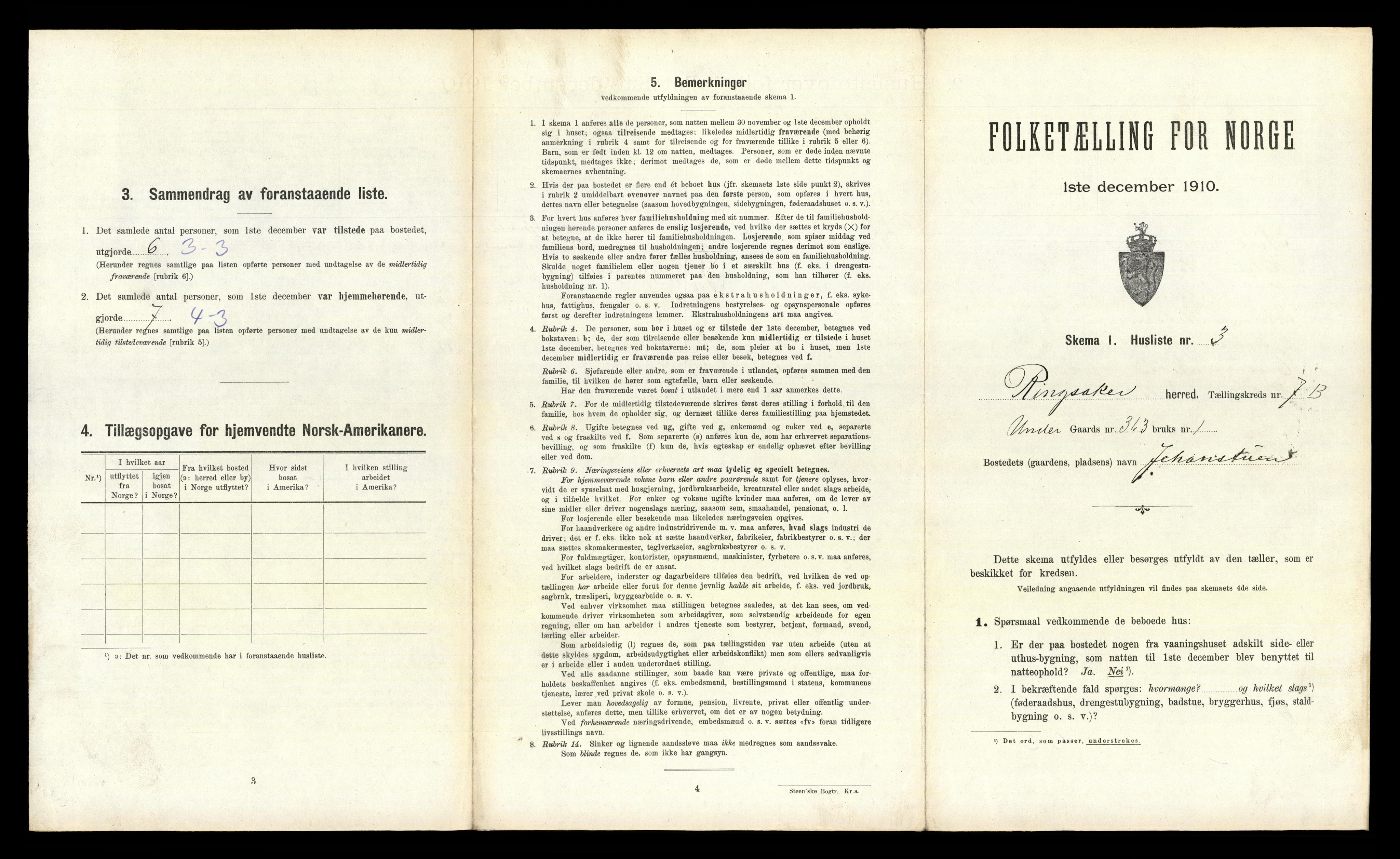 RA, 1910 census for Ringsaker, 1910, p. 1095