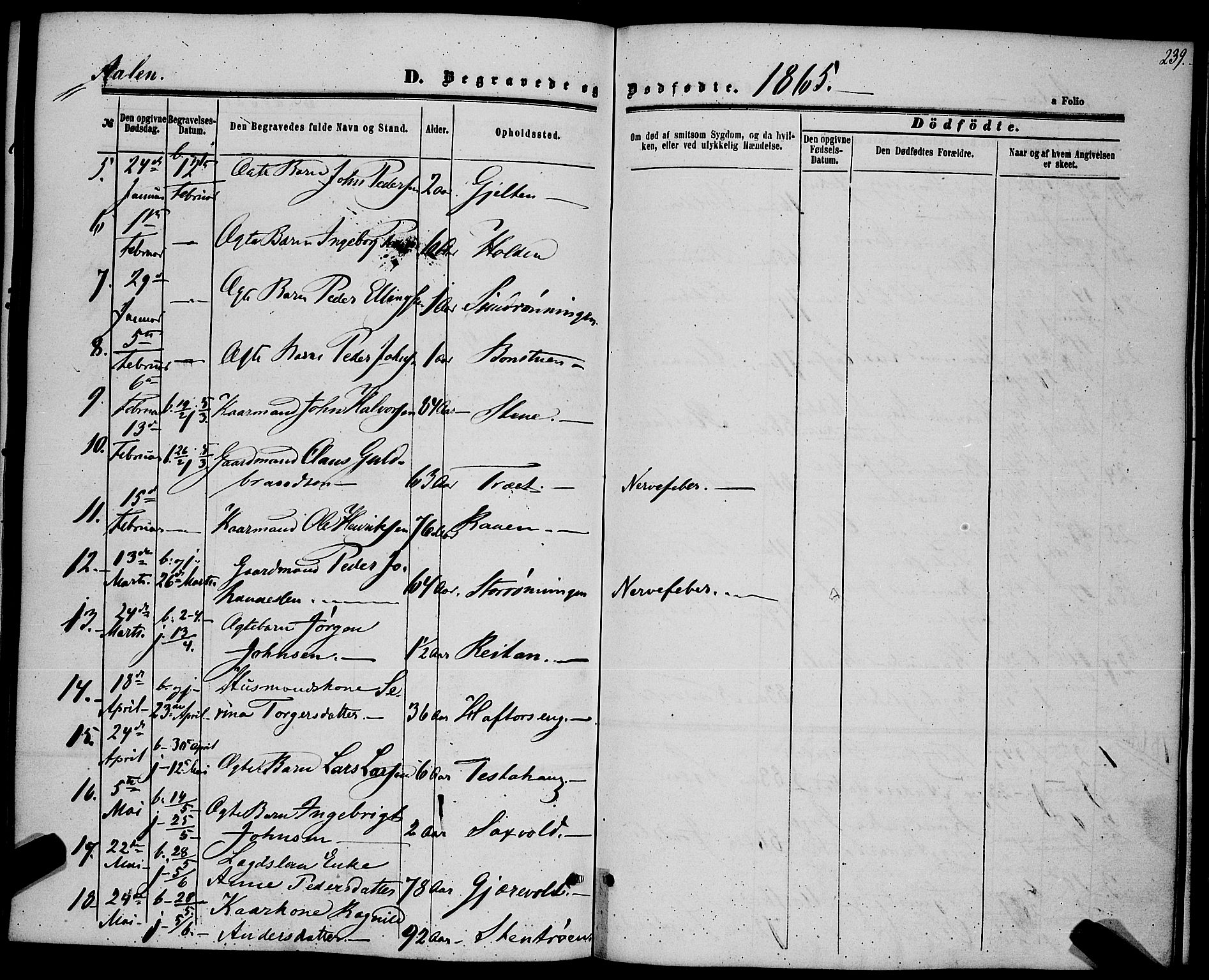 Ministerialprotokoller, klokkerbøker og fødselsregistre - Sør-Trøndelag, SAT/A-1456/685/L0968: Parish register (official) no. 685A07 /3, 1860-1869, p. 239
