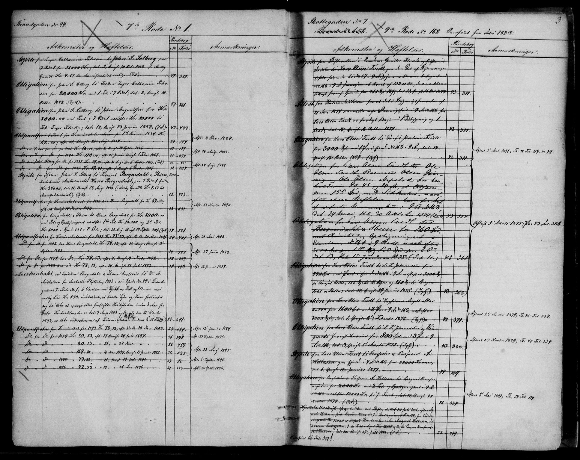 Byfogd og Byskriver i Bergen, SAB/A-3401/03/03AdC/L0004: Mortgage register no. A.d.C.4, 1823-1896, p. 3