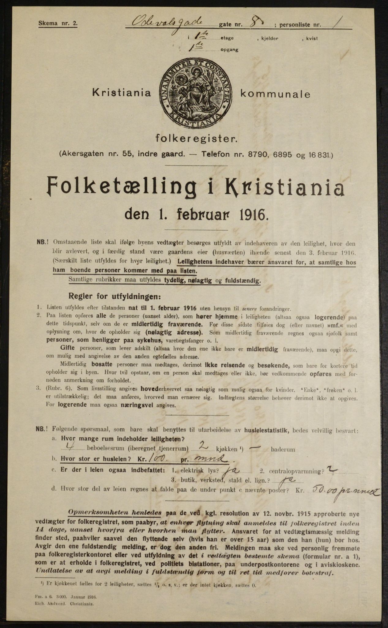 OBA, Municipal Census 1916 for Kristiania, 1916, p. 76253