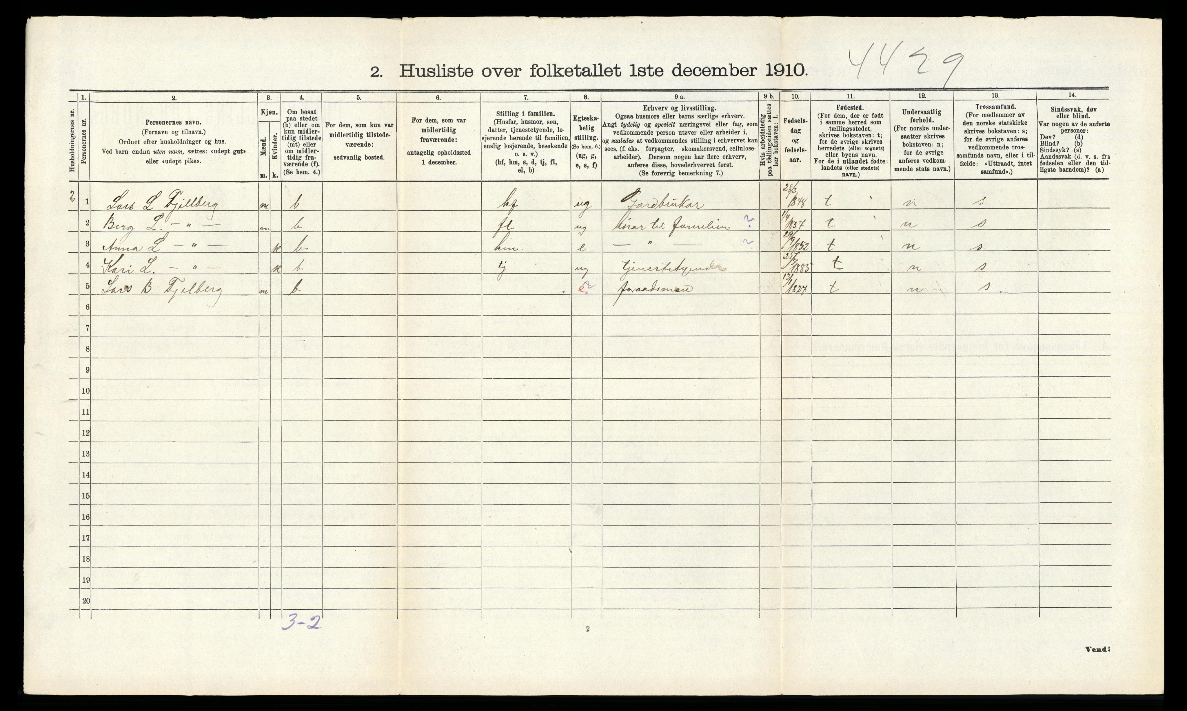 RA, 1910 census for Suldal, 1910, p. 84