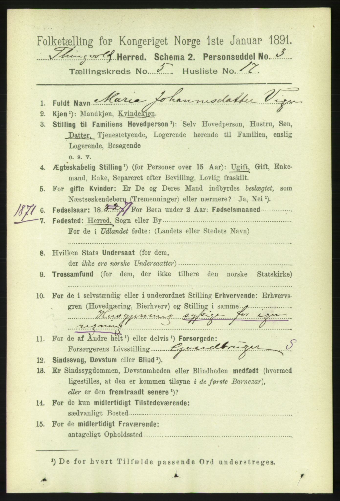 RA, 1891 census for 1560 Tingvoll, 1891, p. 2161