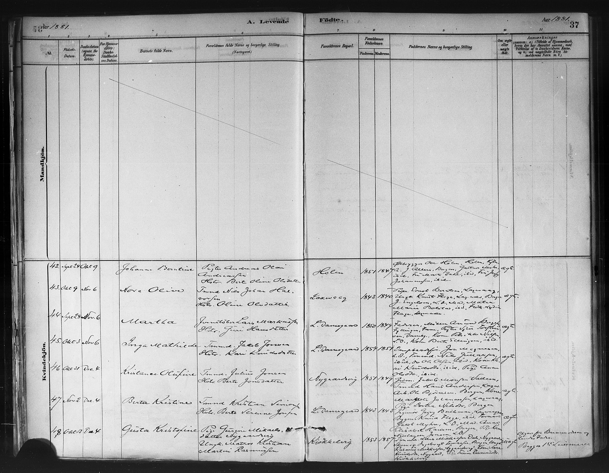 Askøy Sokneprestembete, AV/SAB-A-74101/H/Ha/Haa/Haae/L0002: Parish register (official) no. E 2, 1878-1891, p. 37