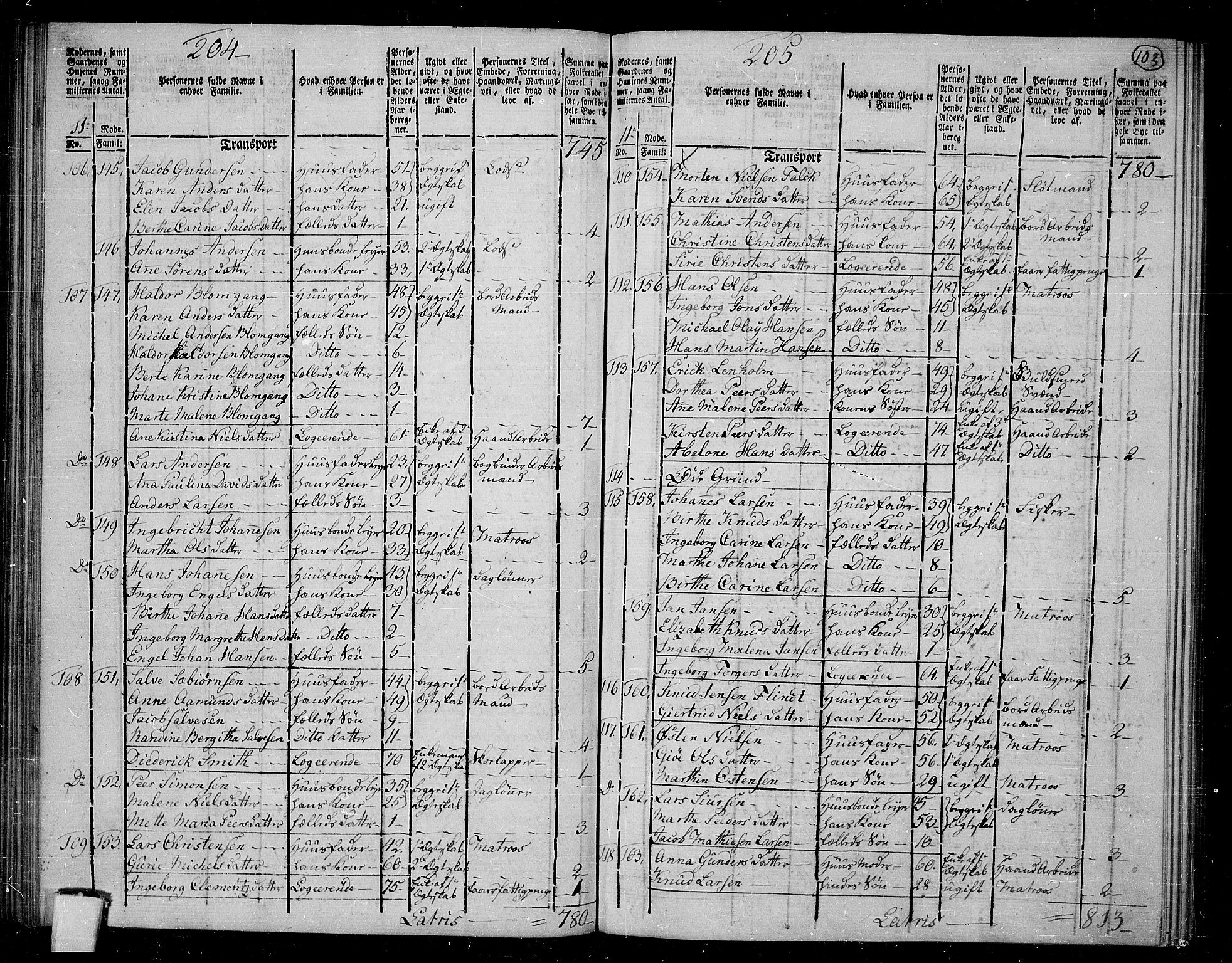 RA, 1801 census for 1301 Bergen, 1801, p. 102b-103a