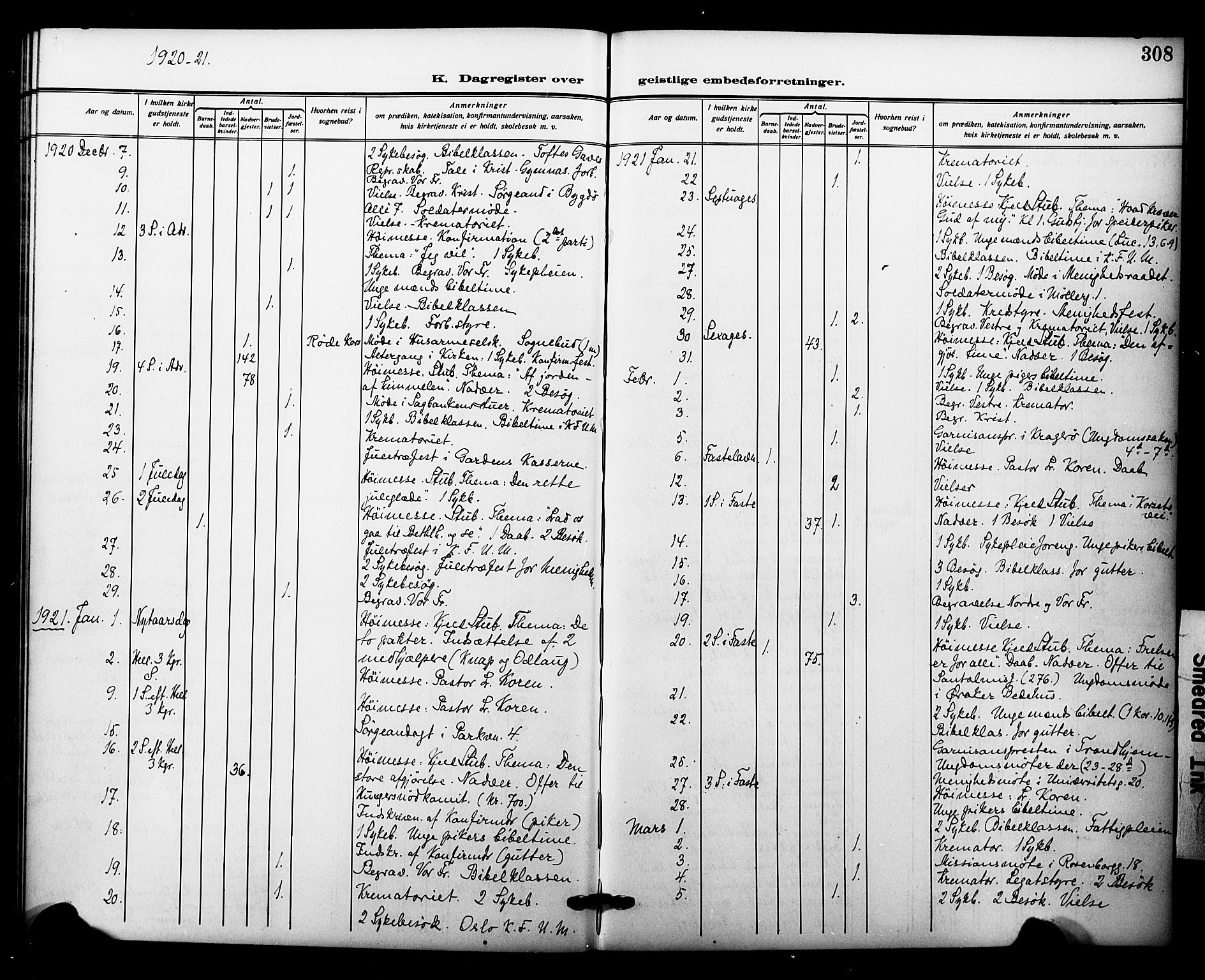 Garnisonsmenigheten Kirkebøker, SAO/A-10846/F/Fa/L0015: Parish register (official) no. 15, 1915-1921, p. 308