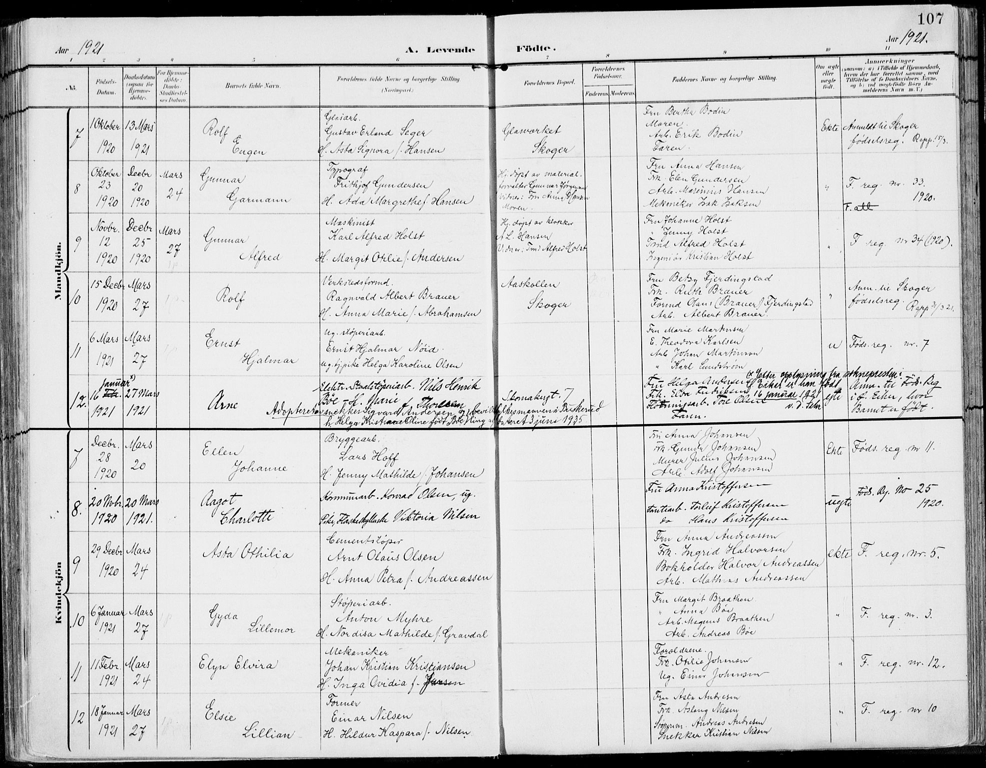 Strømsø kirkebøker, AV/SAKO-A-246/F/Fb/L0008: Parish register (official) no. II 8, 1902-1933, p. 107