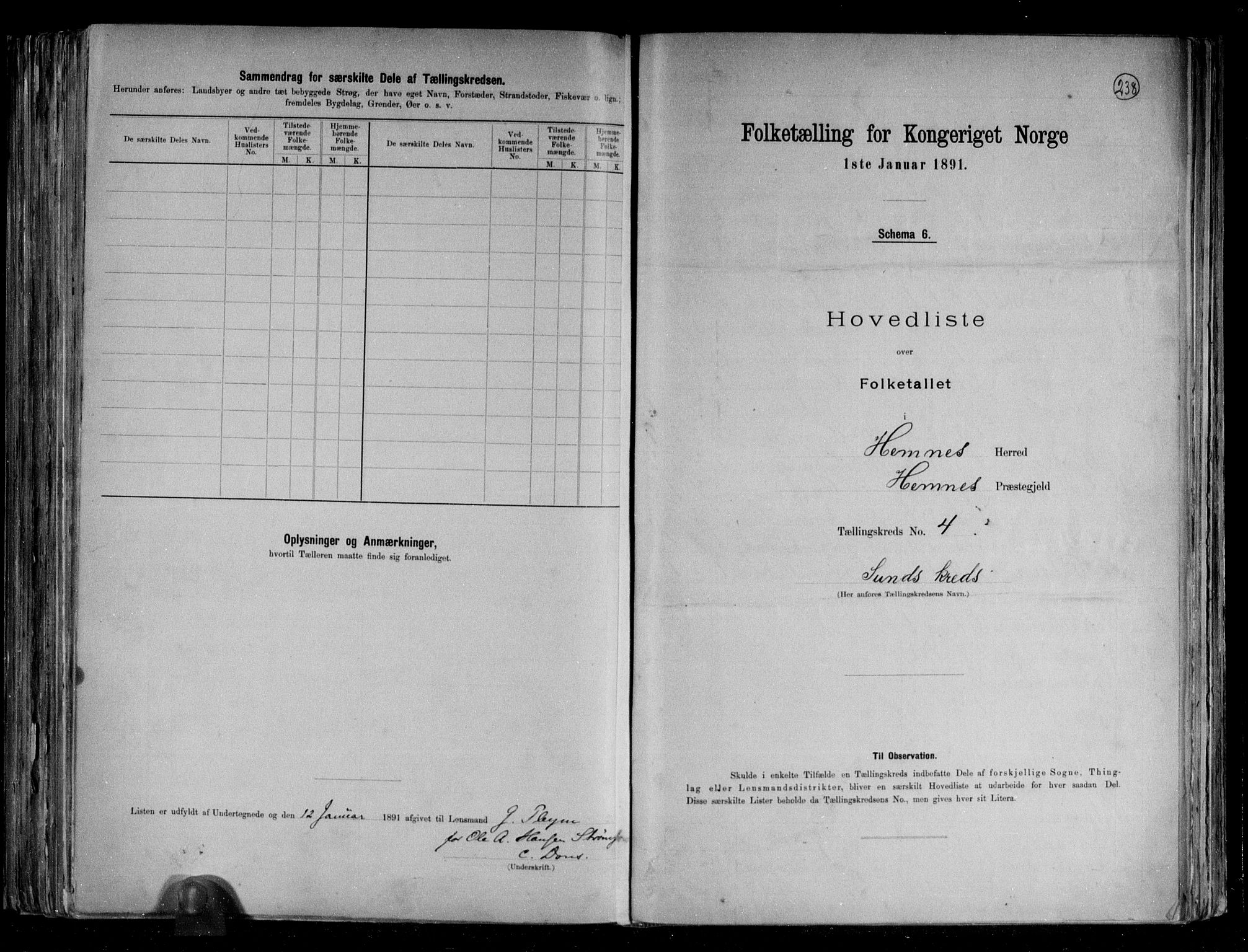 RA, 1891 census for 1832 Hemnes, 1891, p. 13