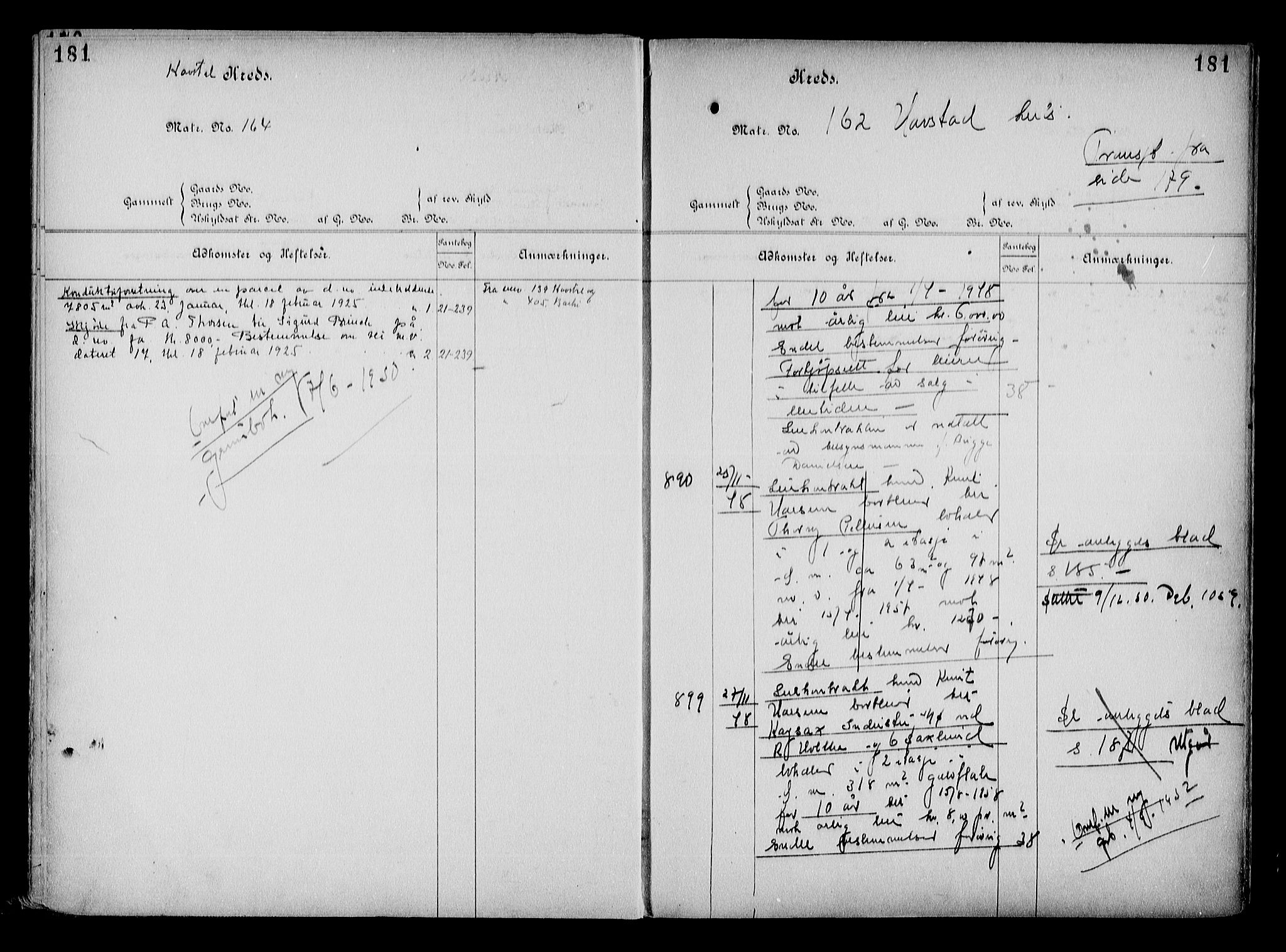 Arendal byfogd, AV/SAK-1222-0001/G/Ga/L0015: Mortgage register no. 13, 1860-1960, p. 181