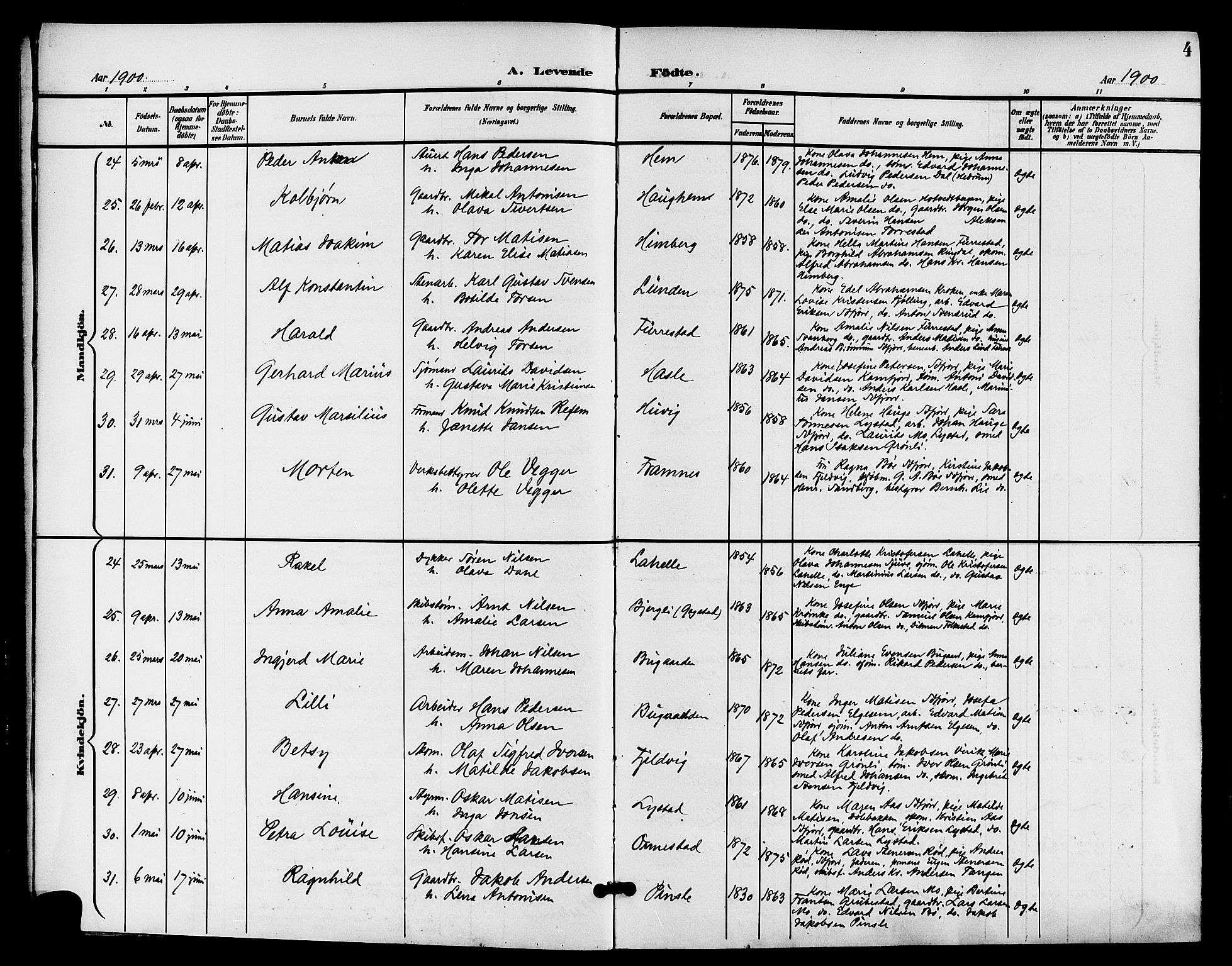 Sandar kirkebøker, AV/SAKO-A-243/G/Ga/L0002: Parish register (copy) no. 2, 1900-1915, p. 4