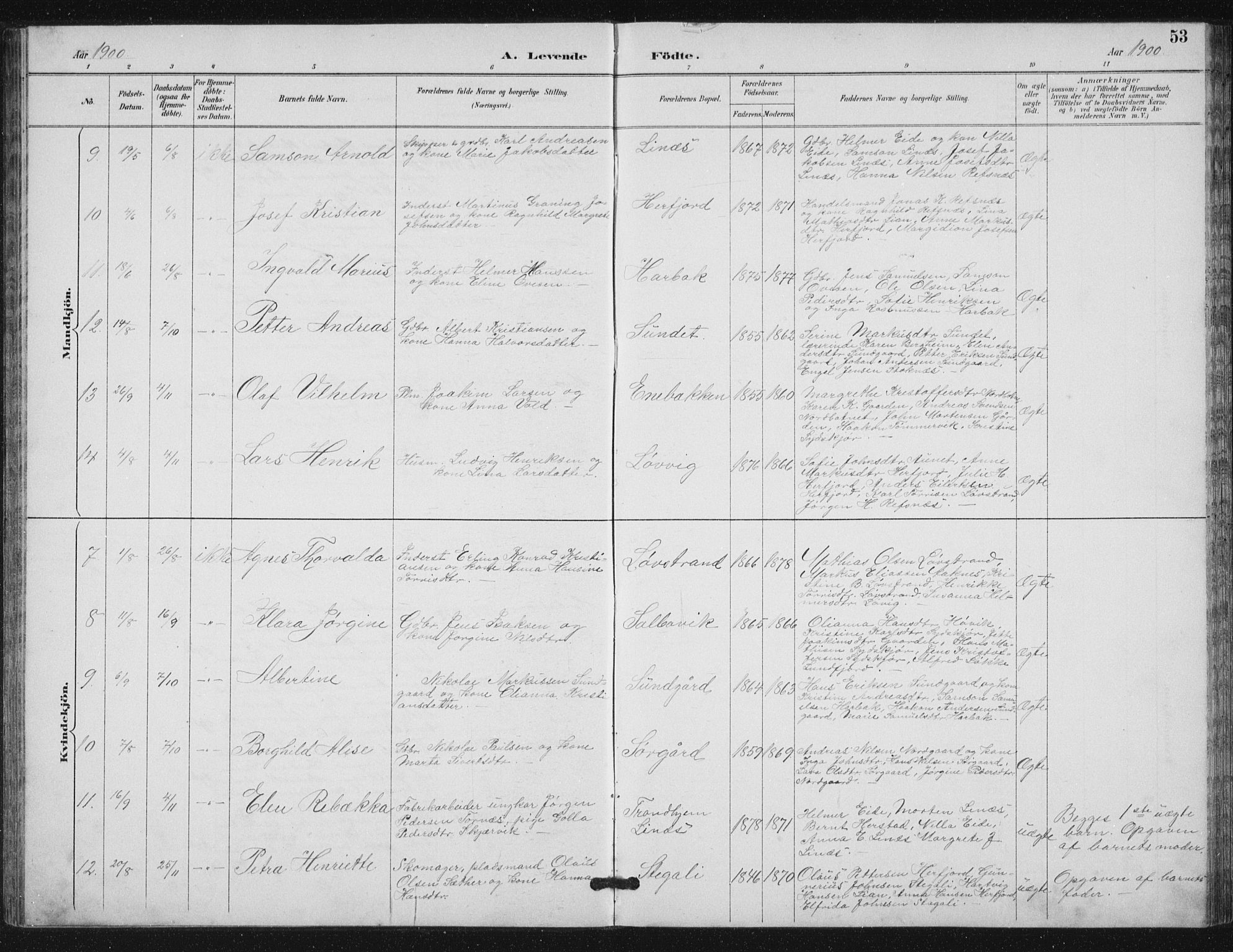 Ministerialprotokoller, klokkerbøker og fødselsregistre - Sør-Trøndelag, SAT/A-1456/656/L0698: Parish register (copy) no. 656C04, 1890-1904, p. 53