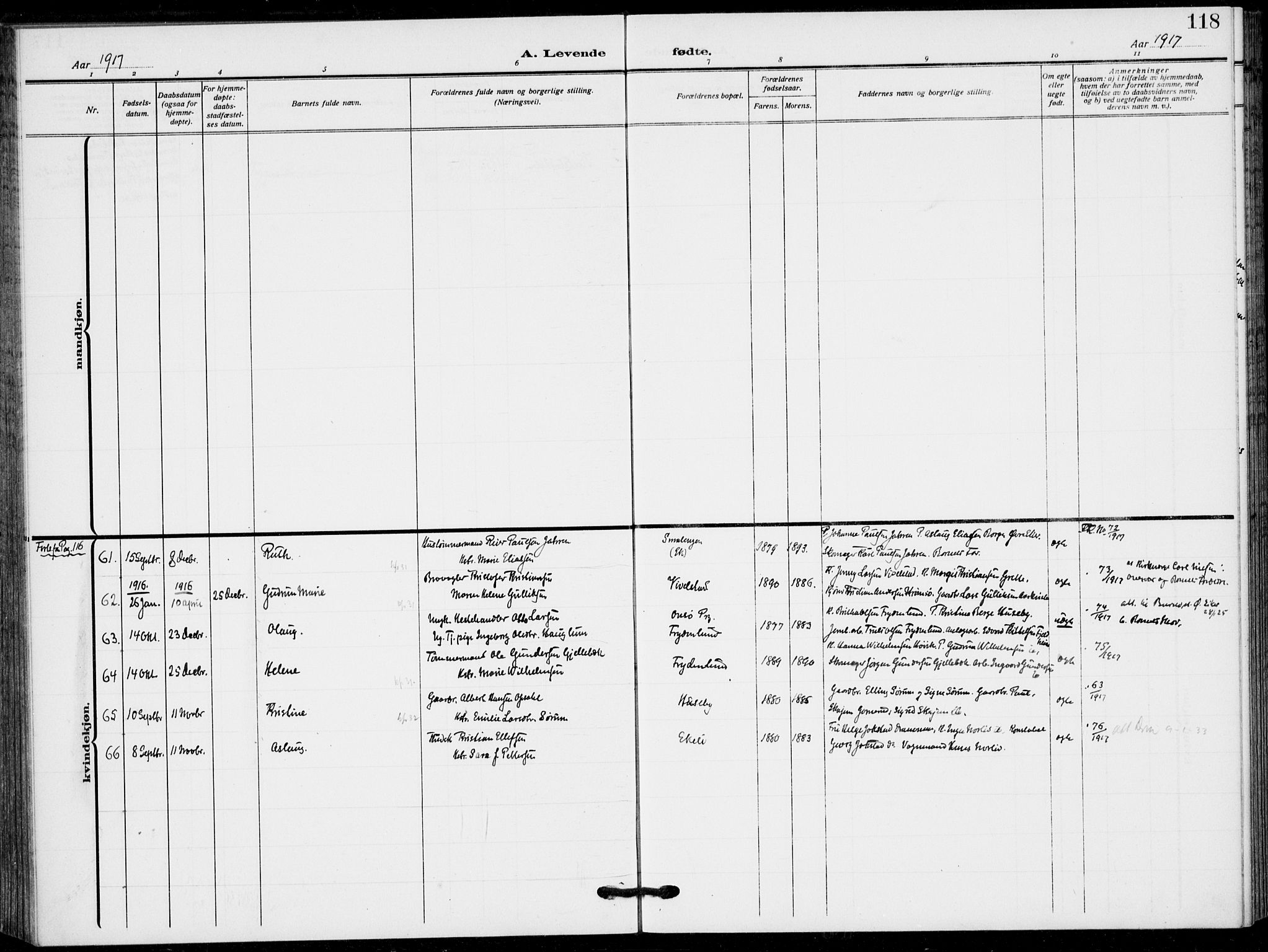 Lier kirkebøker, AV/SAKO-A-230/F/Fa/L0018: Parish register (official) no. I 18, 1909-1917, p. 118