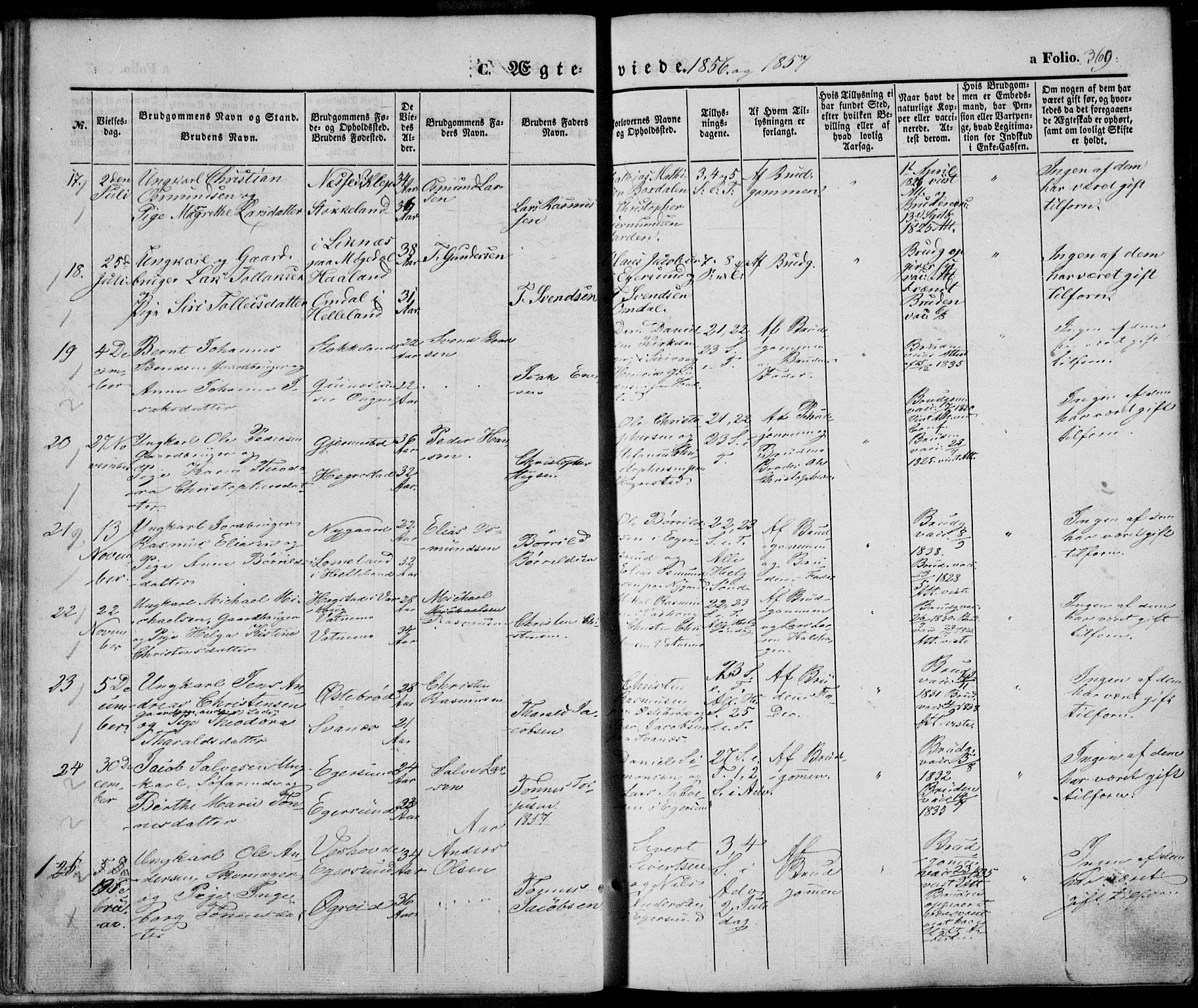 Eigersund sokneprestkontor, SAST/A-101807/S08/L0013: Parish register (official) no. A 12.2, 1850-1865, p. 369
